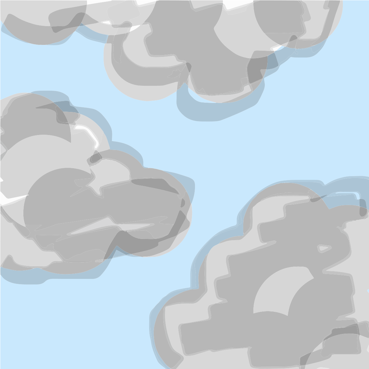 Cielo azzurro chiaro con diverse nuvole grigie e astratte.