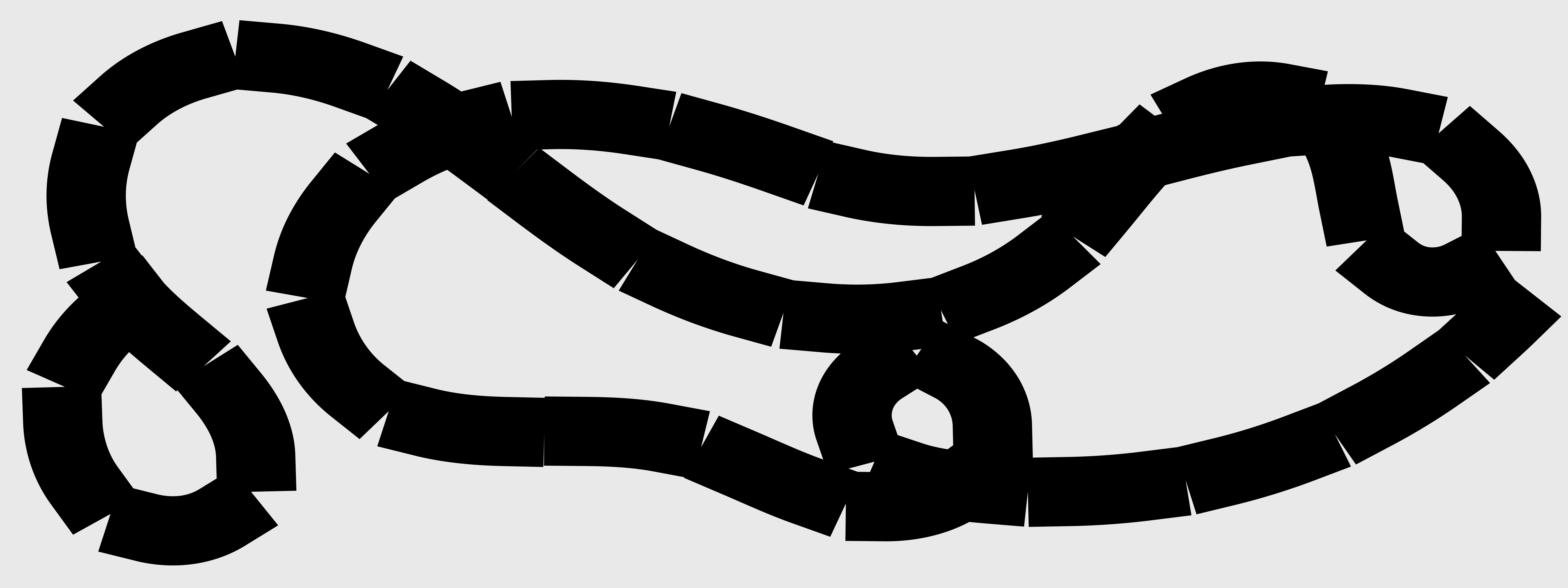 Eine schwarze, segmentierte Linie, die einen komplexen Knoten bildet