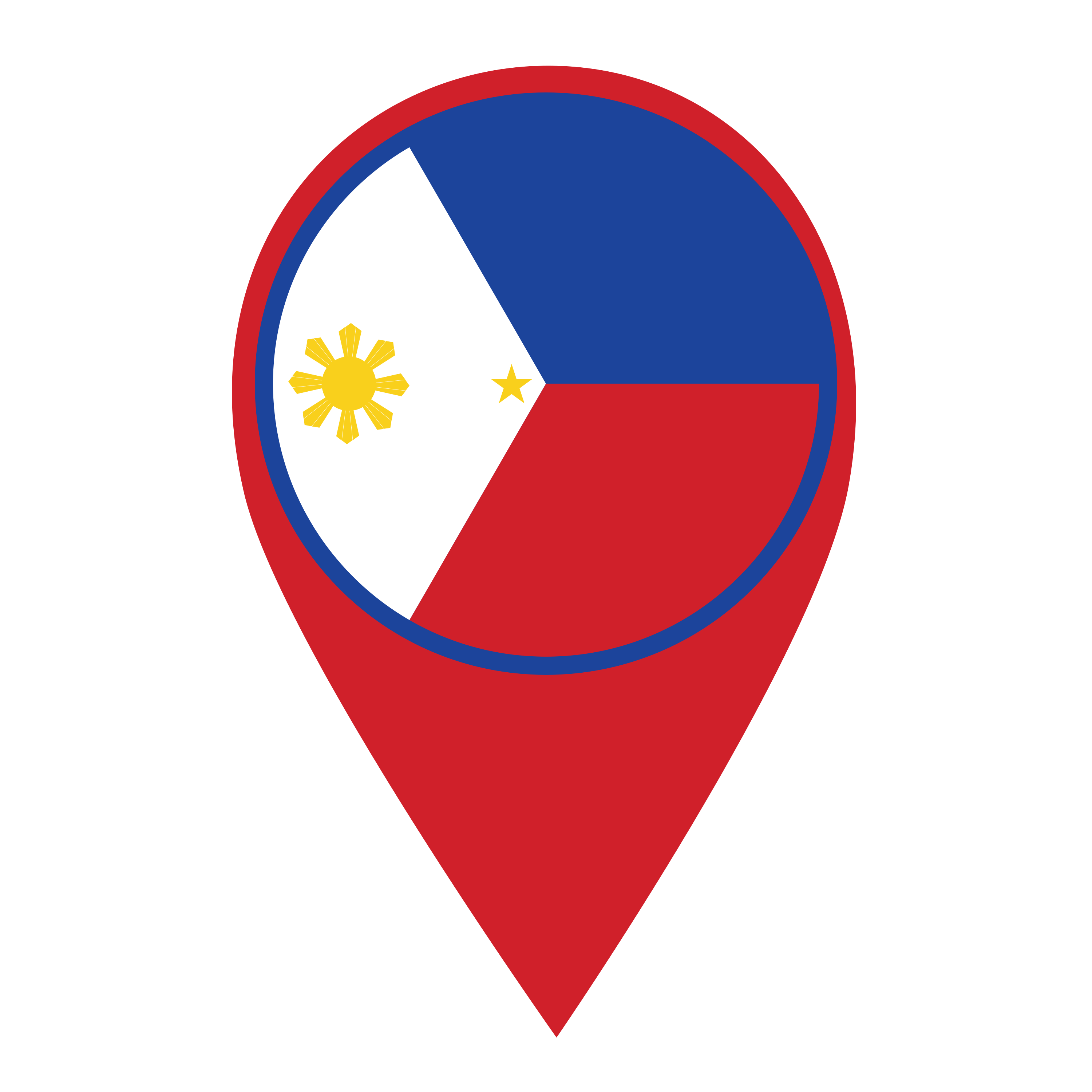 Ein roter Standortpin mit der Flagge der Philippinen.