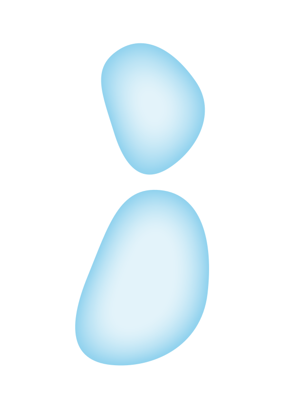 Two light blue irregular shapes on a white background.
