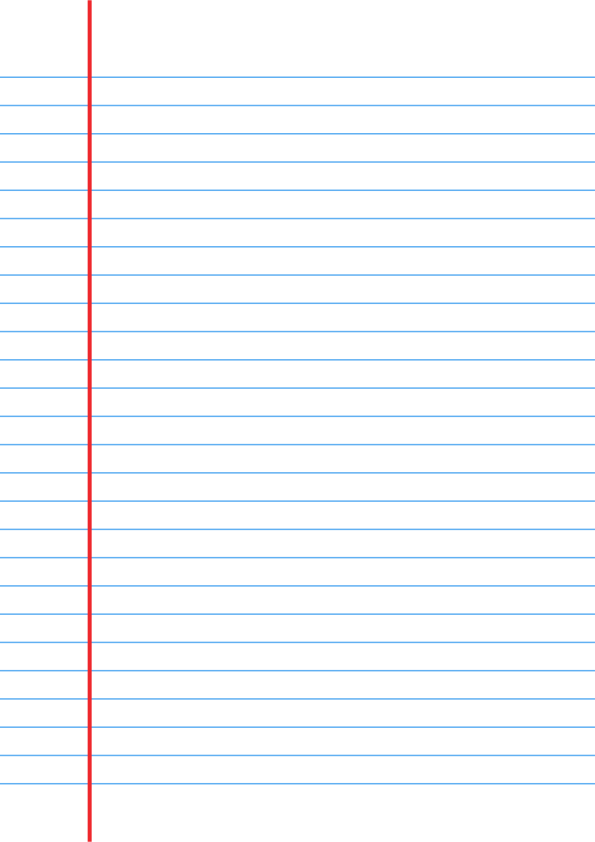 White lined paper with a red margin line.