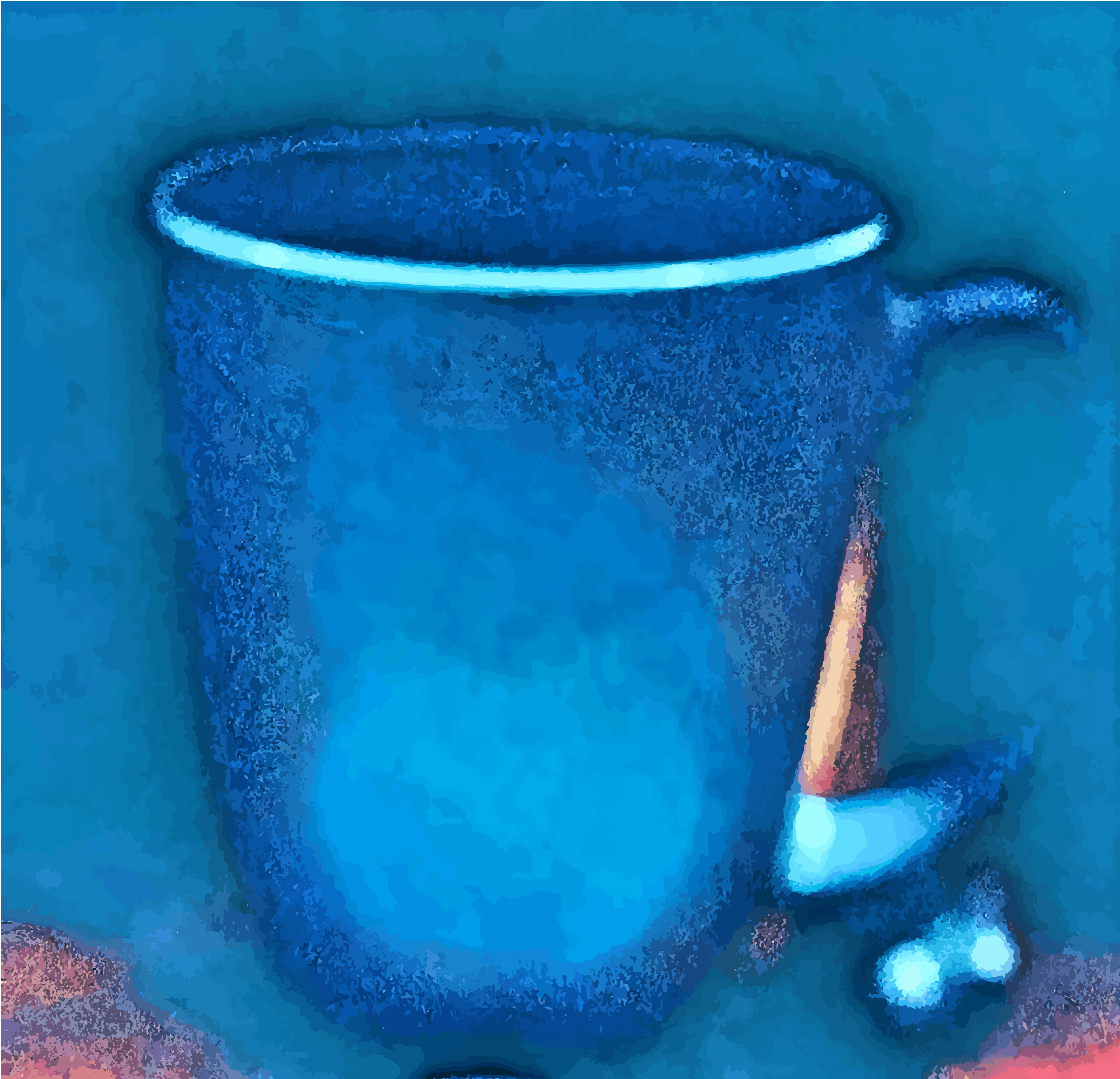 Abstract blue cup illustration with textured background