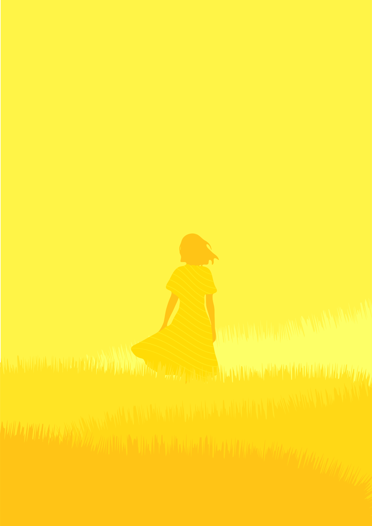 Silhouette of a person in a yellow field.