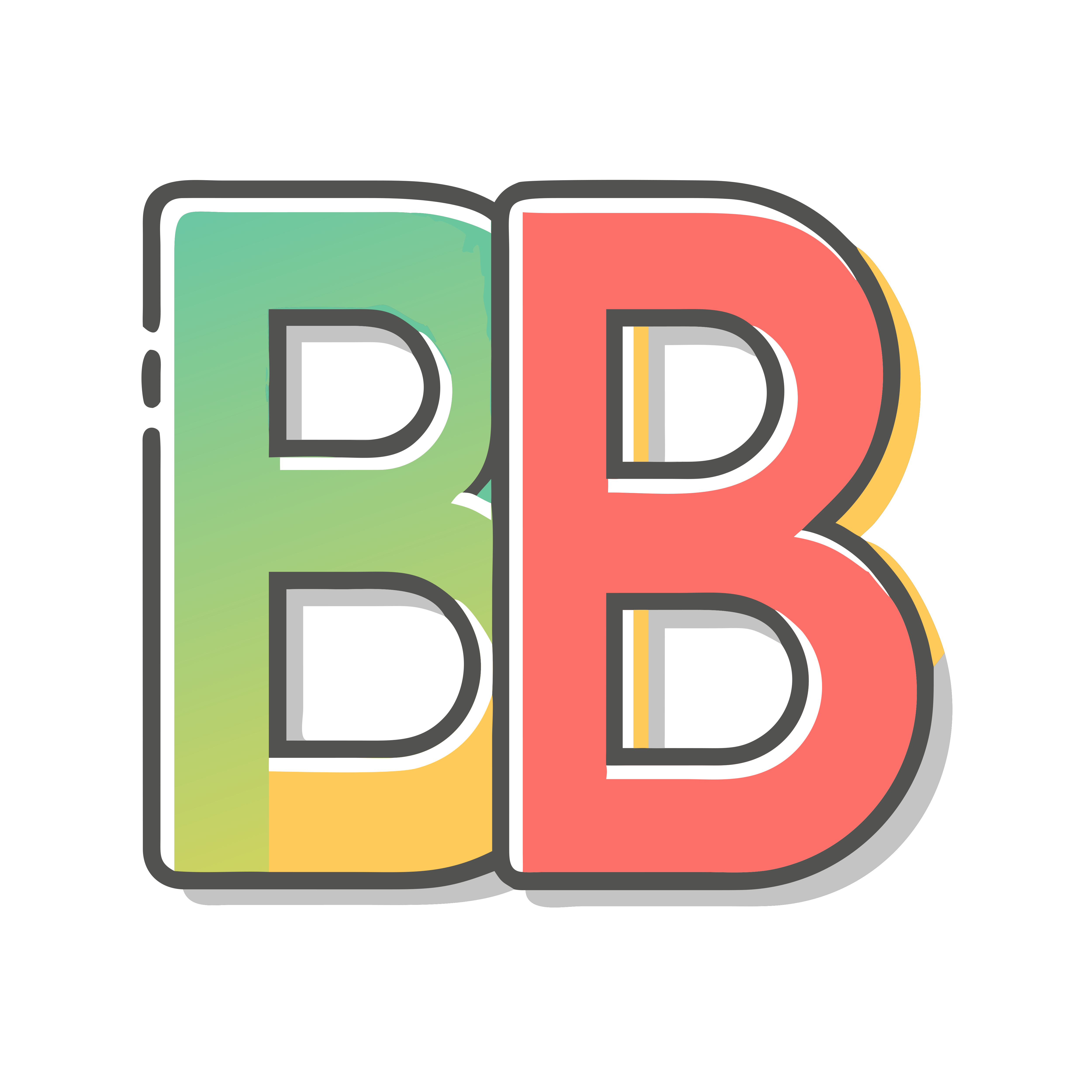 Gradien hijau-kuning dan merah huruf kapital 'b' bergaya.