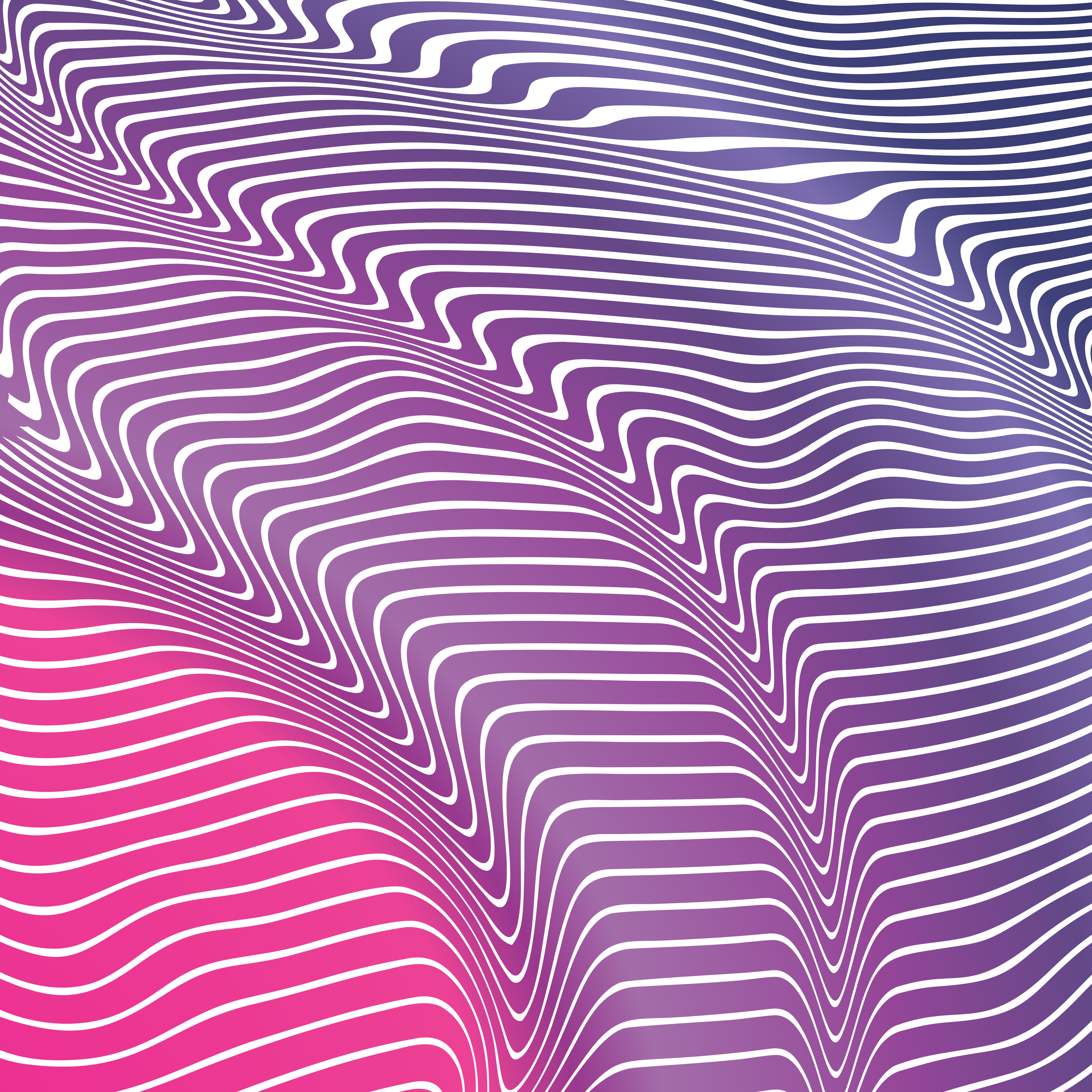 Wavy white lines over a pink, purple, and blue gradient