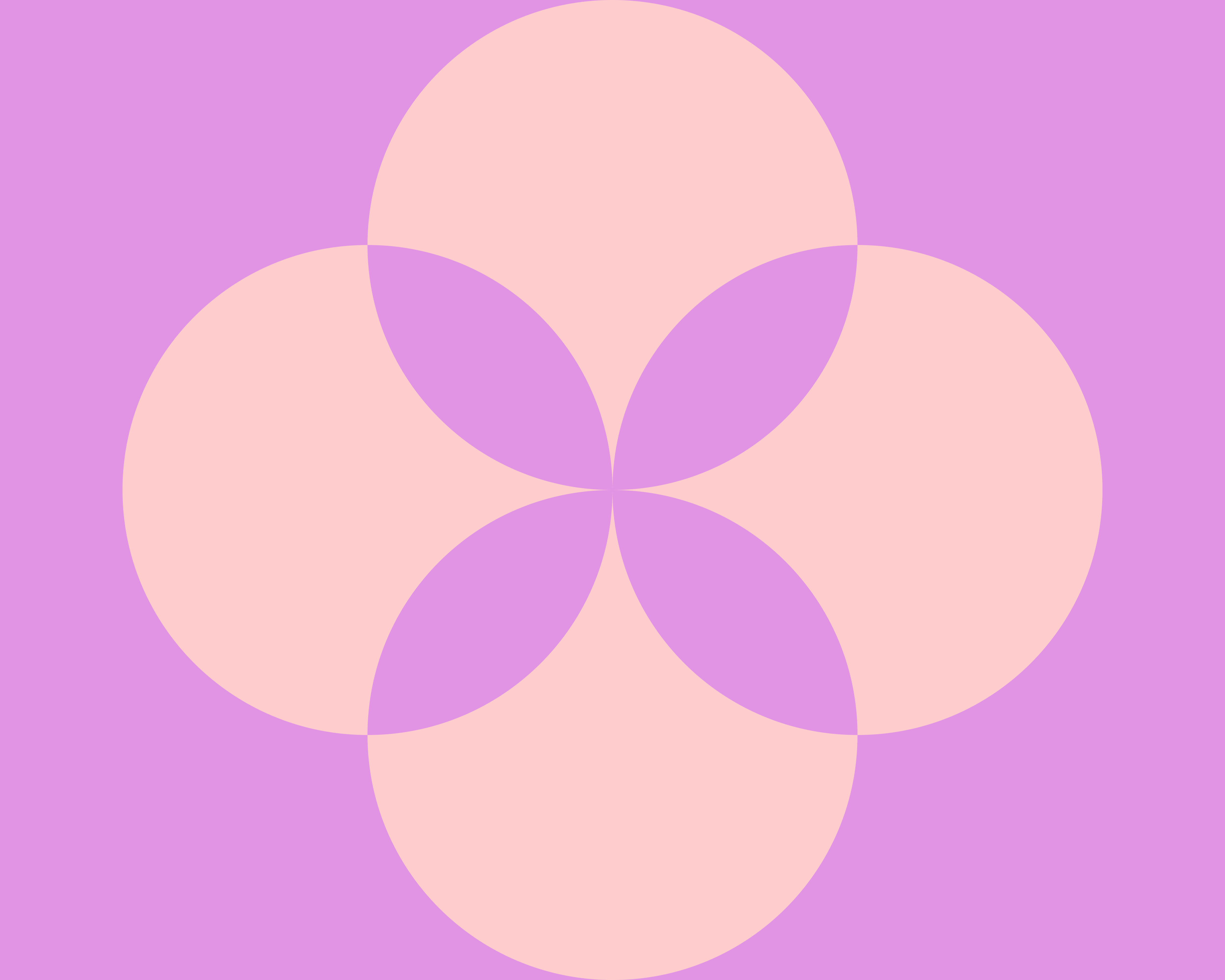 Círculos rosas formando um trevo sobre o roxo