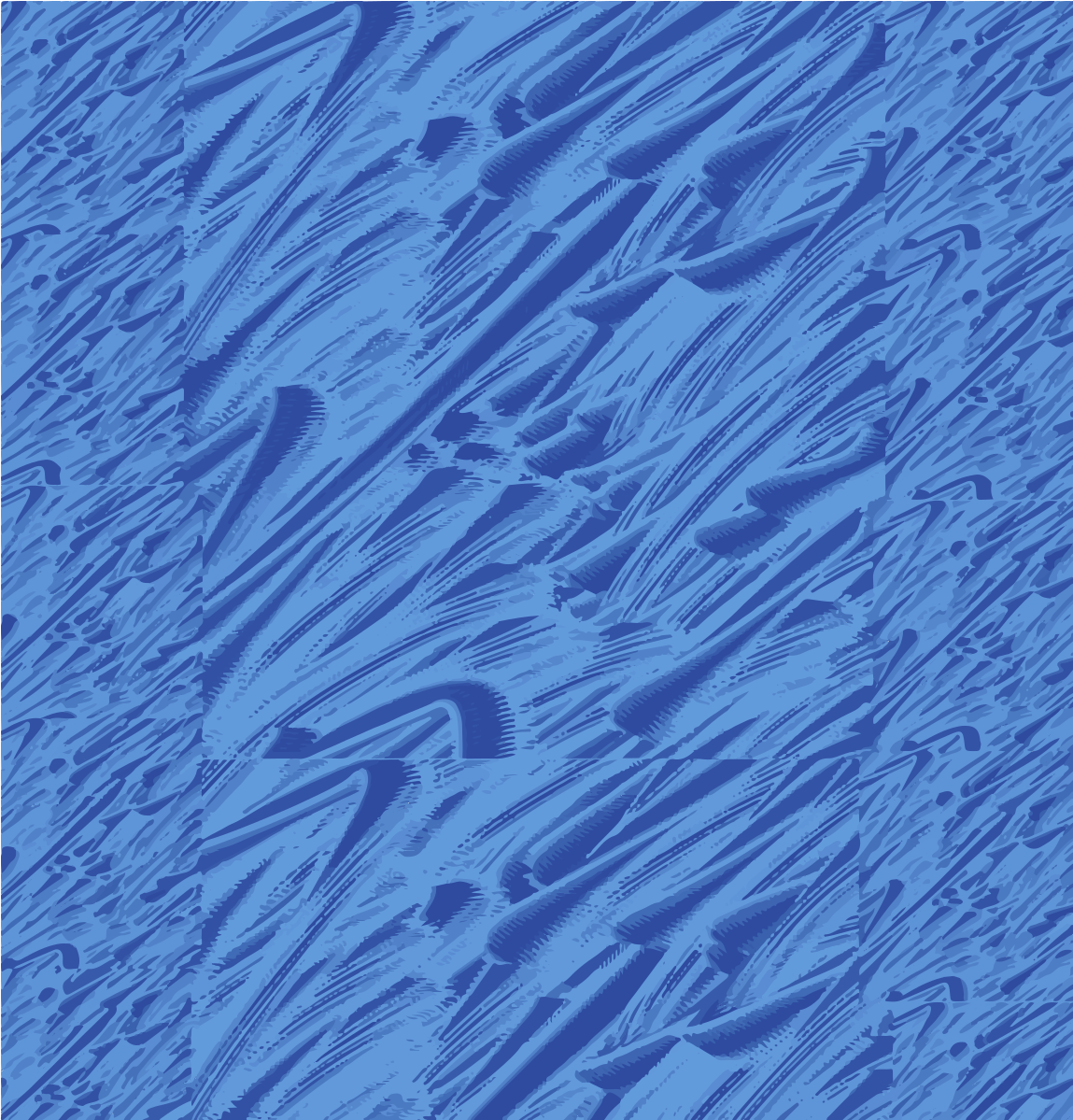 Fond bleu abstrait avec motifs ondulés texturés.
