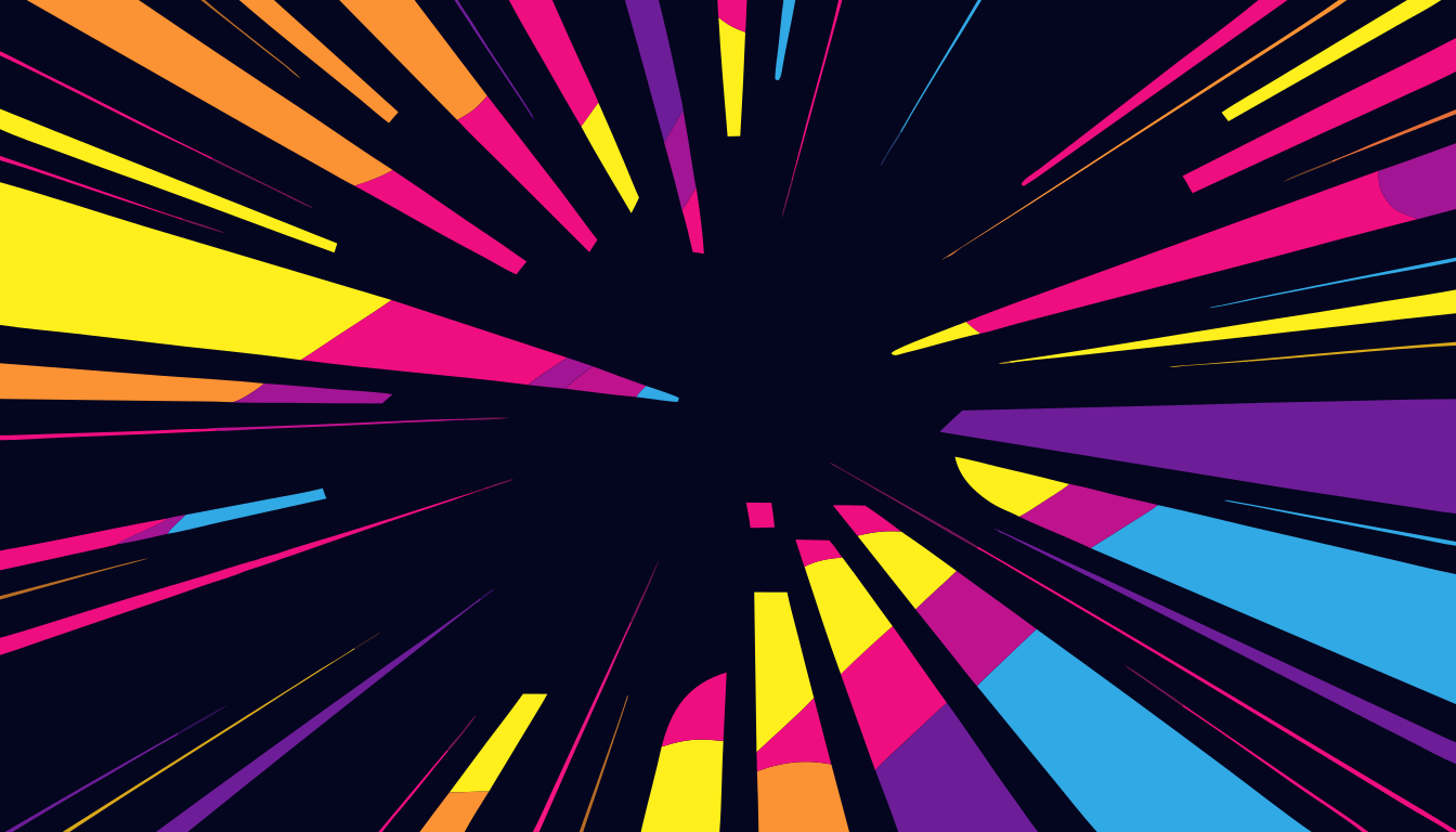 Bunte radiale Linien, die auf einem dunklen Hintergrund explodieren.