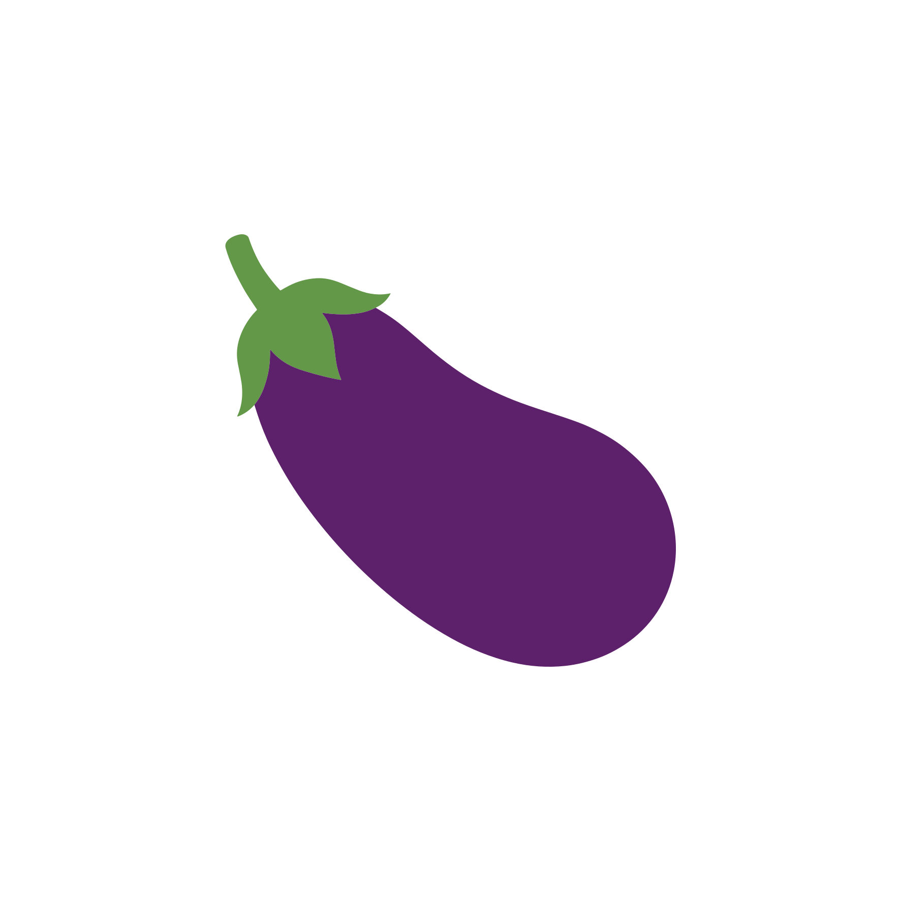 Una melanzana viola con un gambo verde