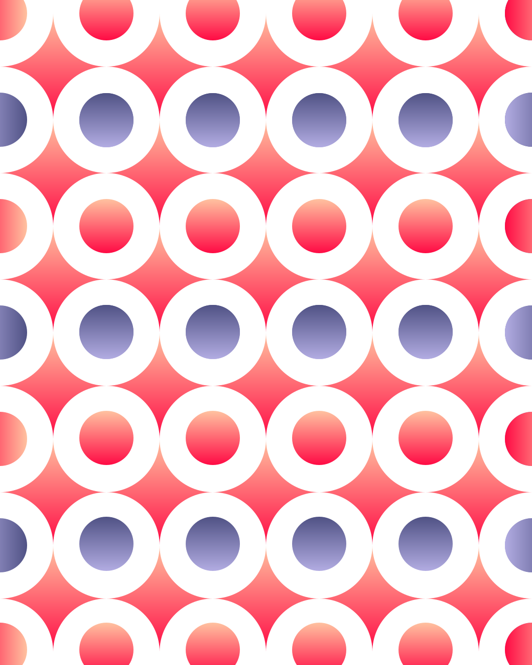 A repeating pattern of red diamonds and blue-centered white circles.