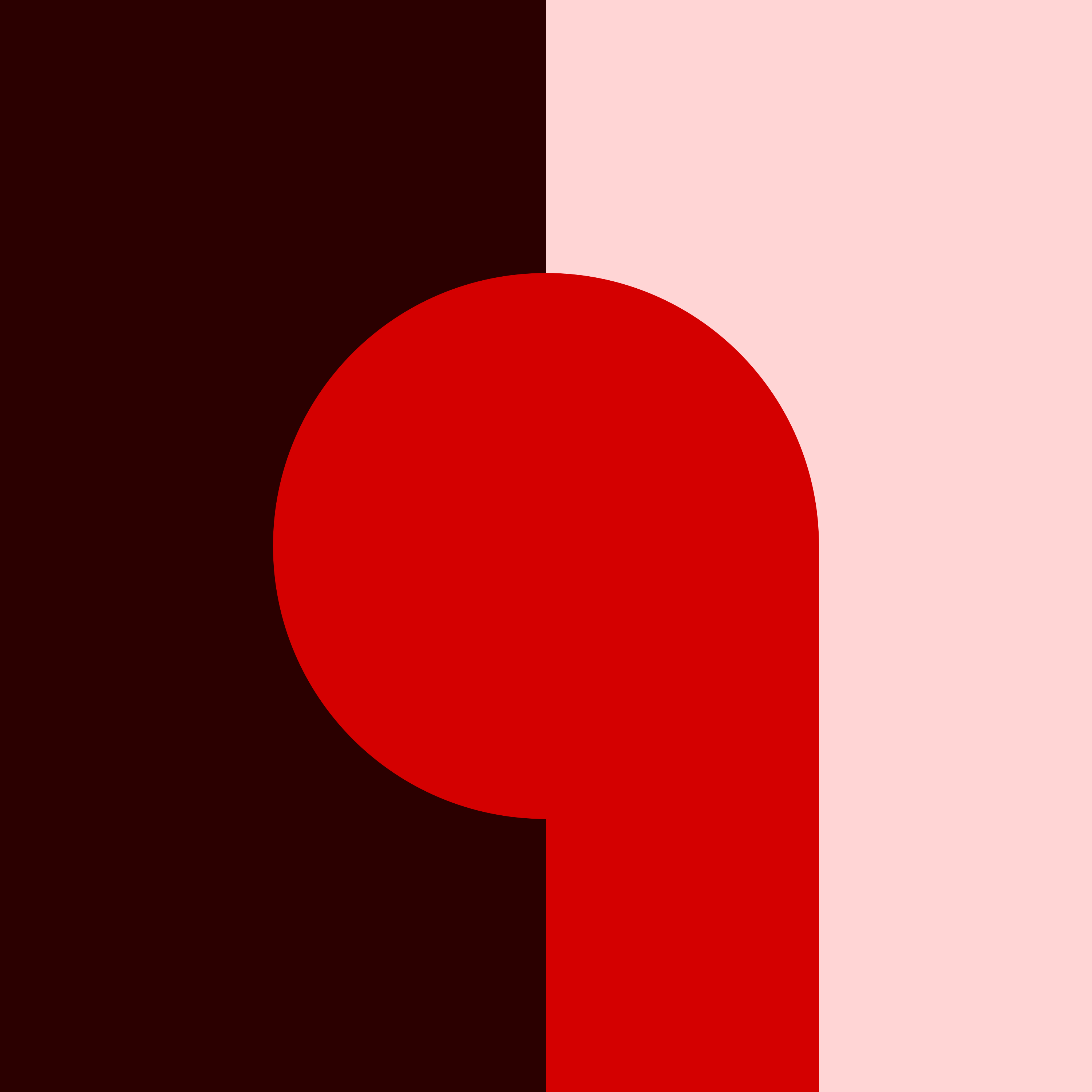 Forma abstracta roja sobre un fondo dividido entre oscuro y claro