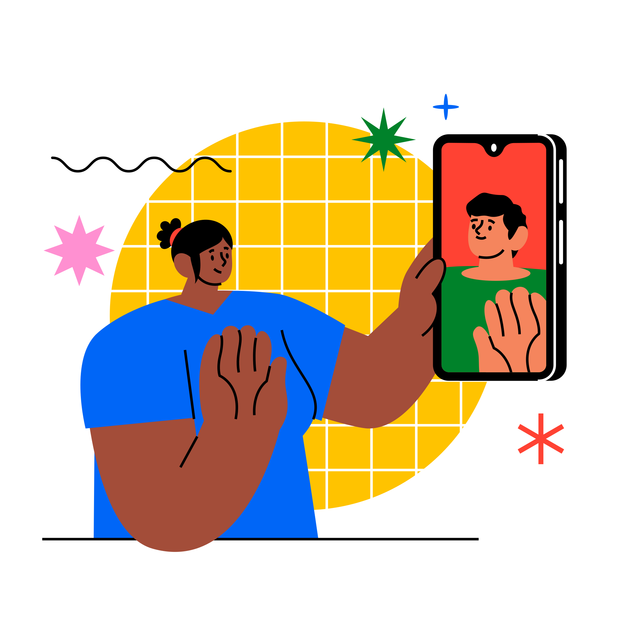 Persona in videochiamata usando uno smartphone