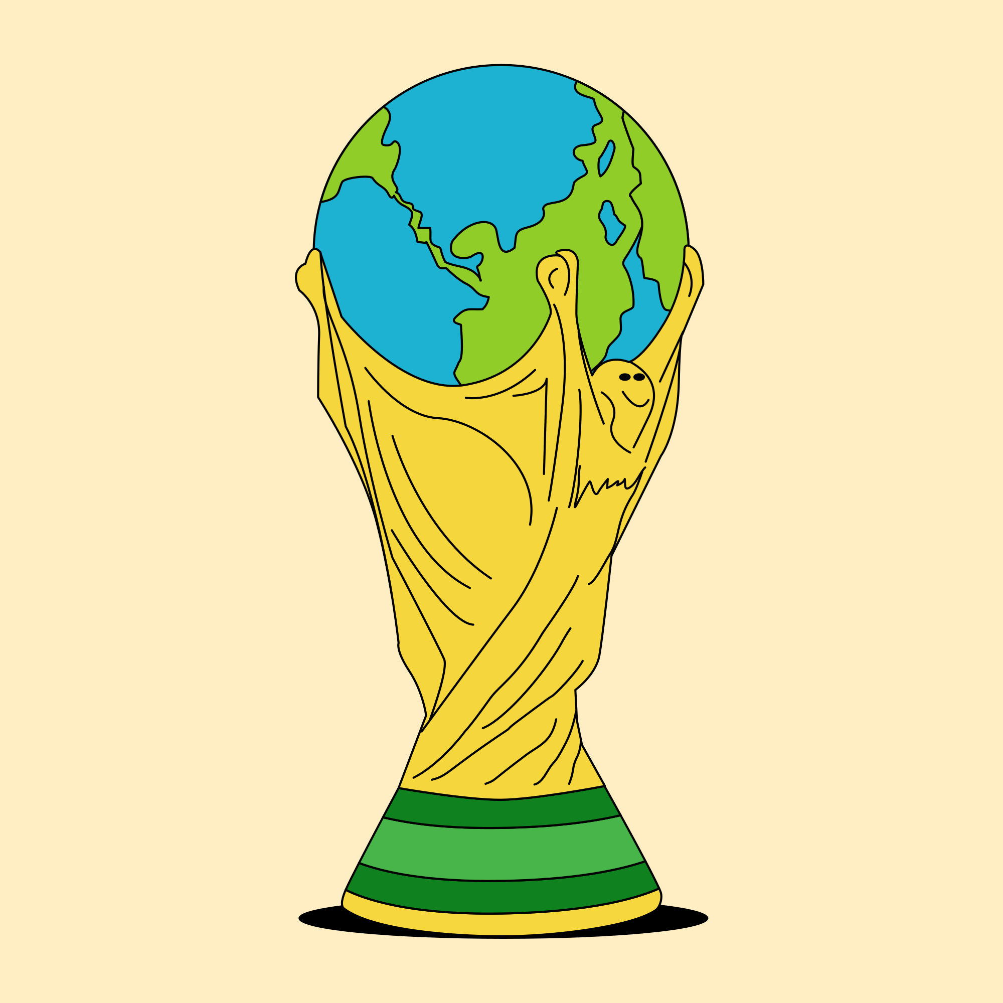Un trofeo dorato che regge un globo blu e verde.