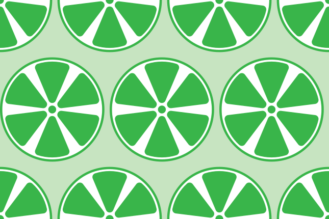 Padrão repetitivo de fatias estilizadas de limão verde