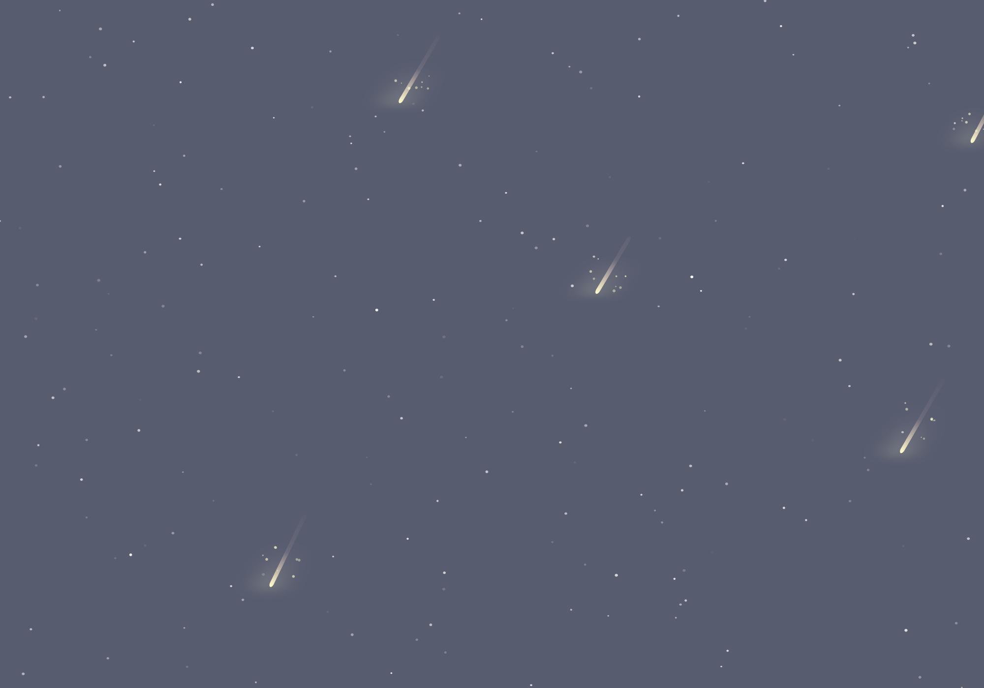 Dark night sky with many shooting stars and distant stars