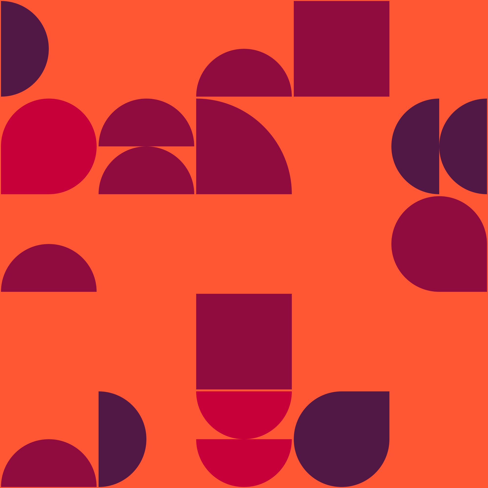 Fond orange avec des formes géométriques rouges et violettes