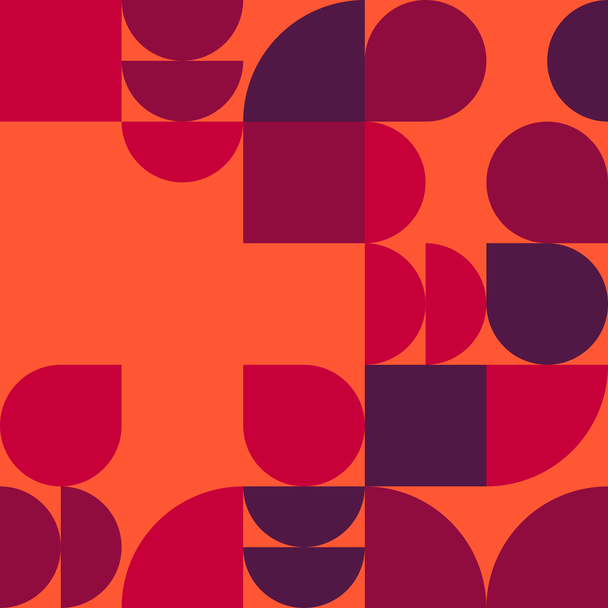 Abstract geometric pattern with orange, red, and purple shapes.