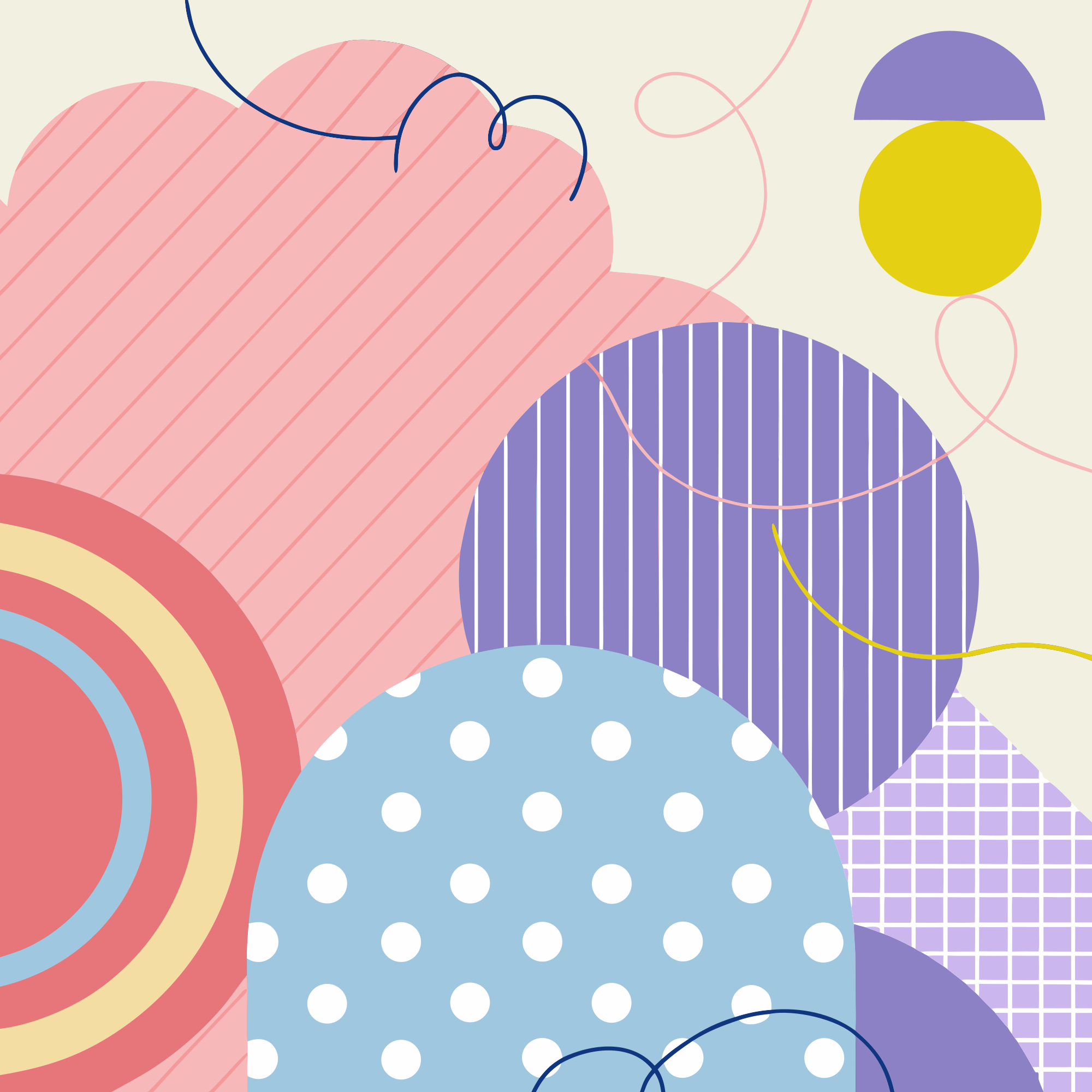 Latar belakang abstrak warna-warni dengan bentuk dan pola geometris.