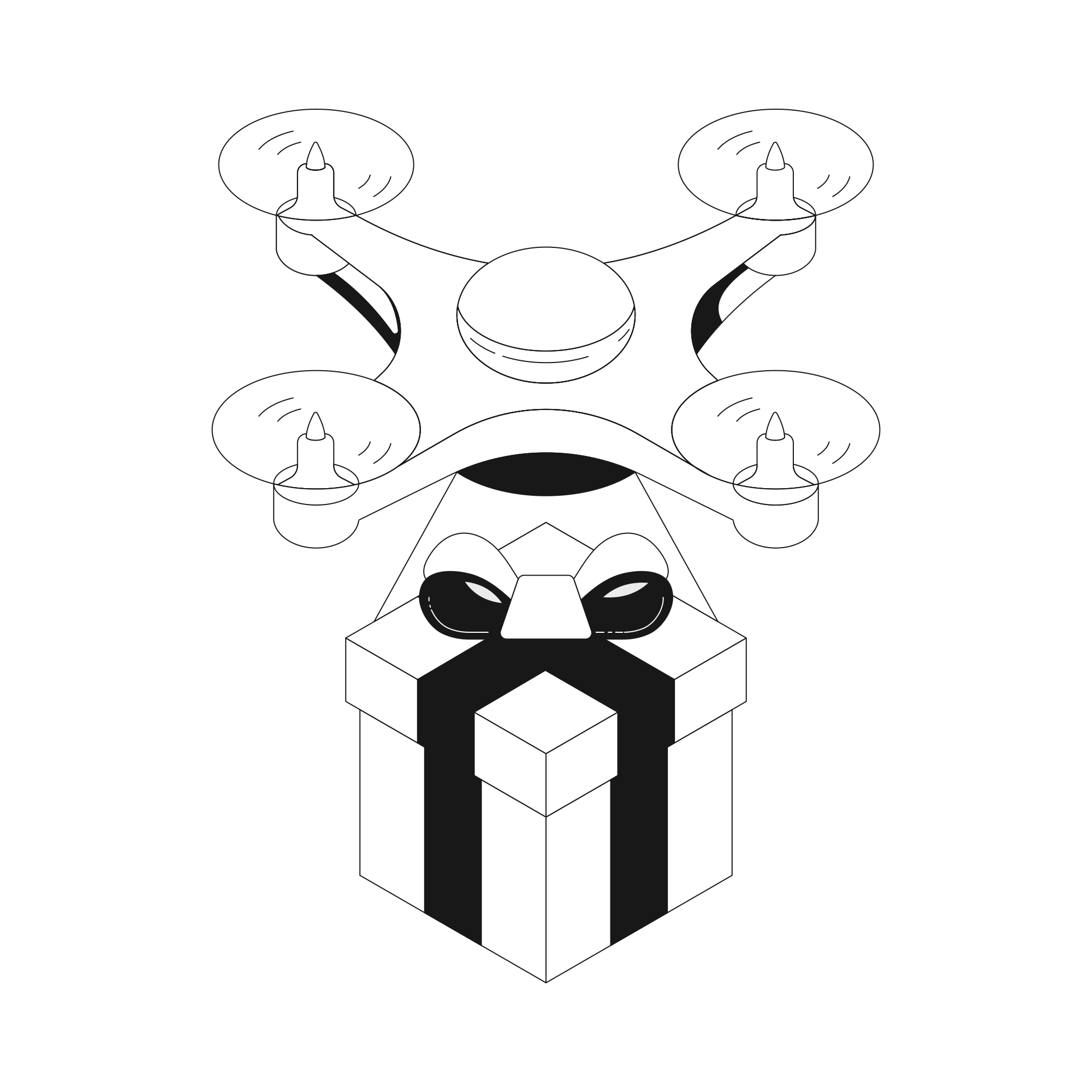 Drohne liefert eine Geschenkbox