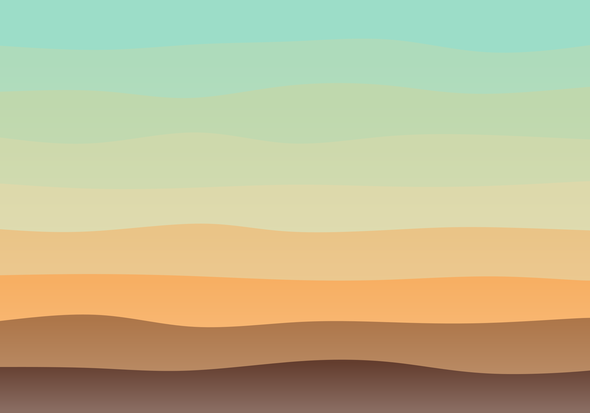 Abstract layered landscape with gradient sky and earth tones.