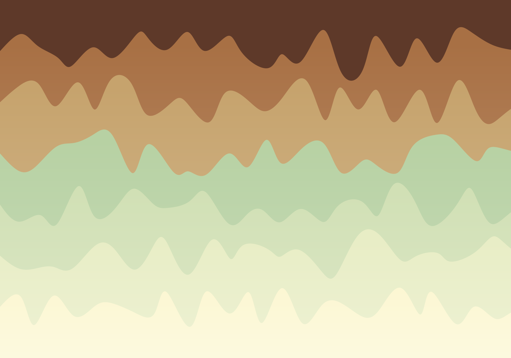 Wavy layers of brown, green, and cream colors