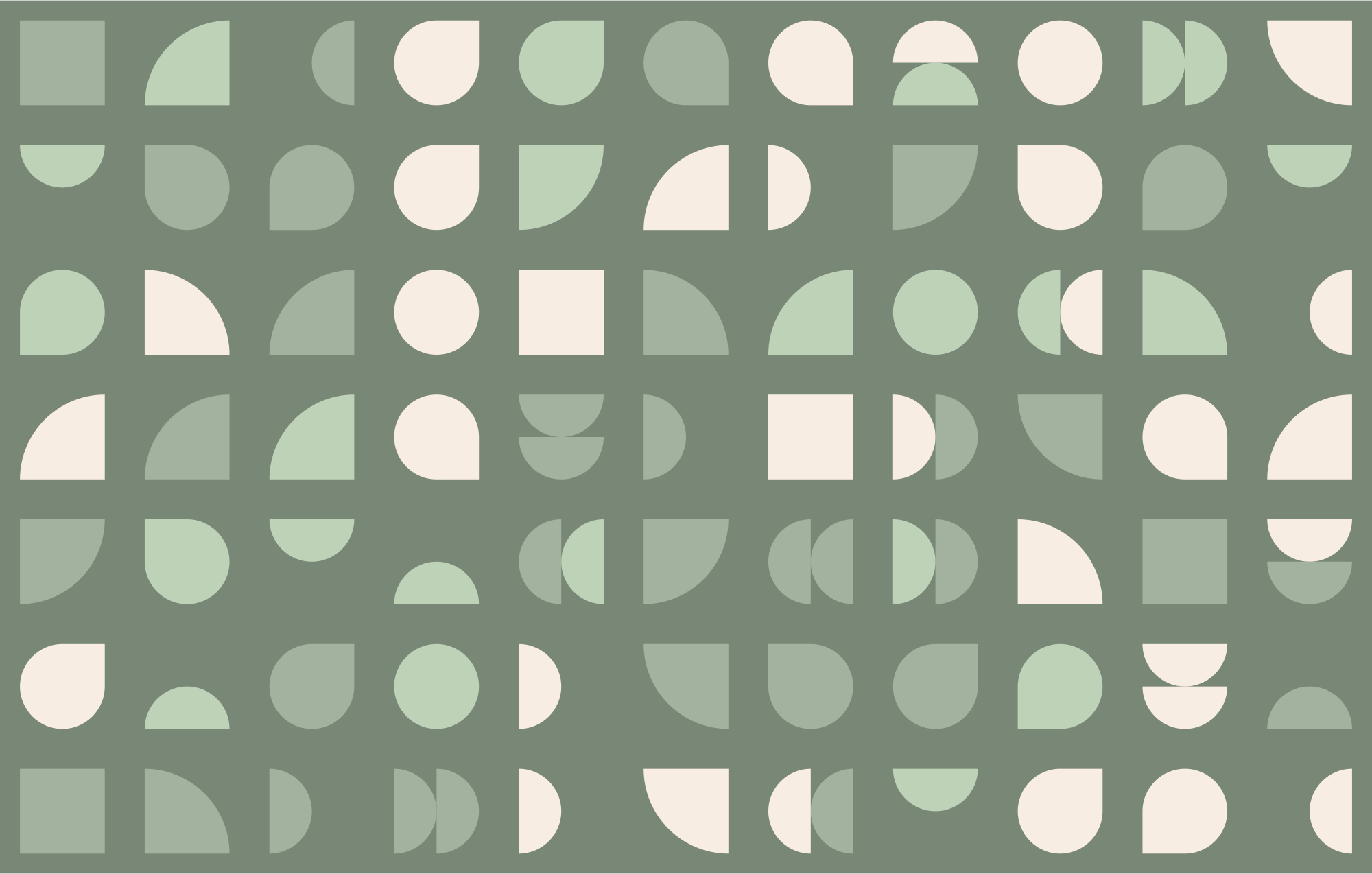 Padrão abstrato de formas geométricas verdes e bege