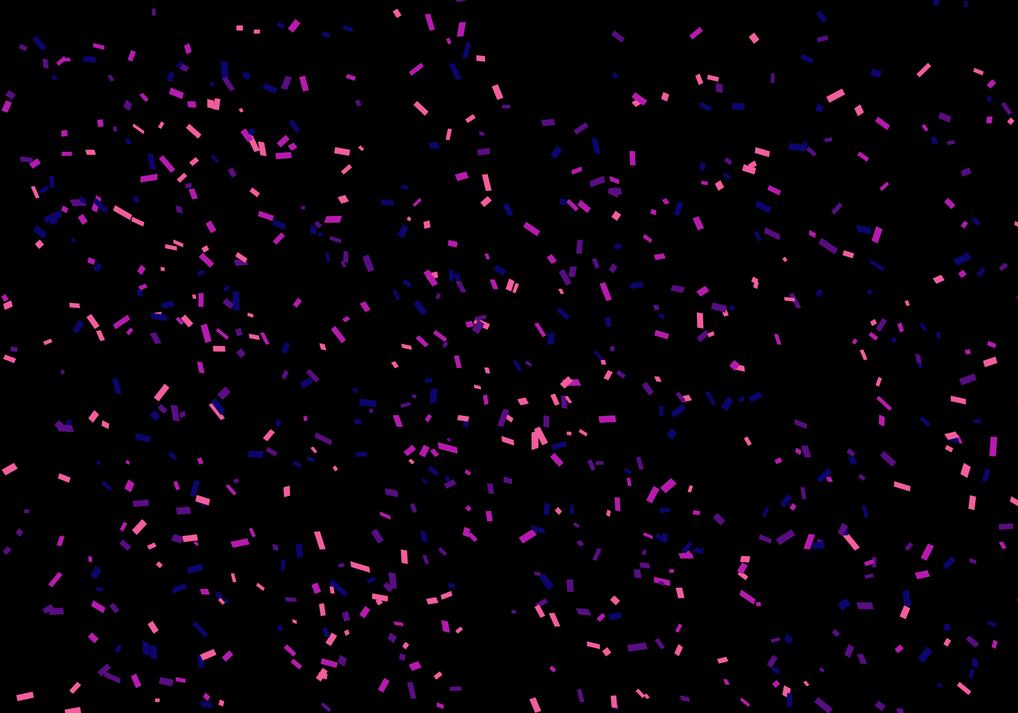 De petites particules roses et violettes lumineuses dispersées sur le noir.