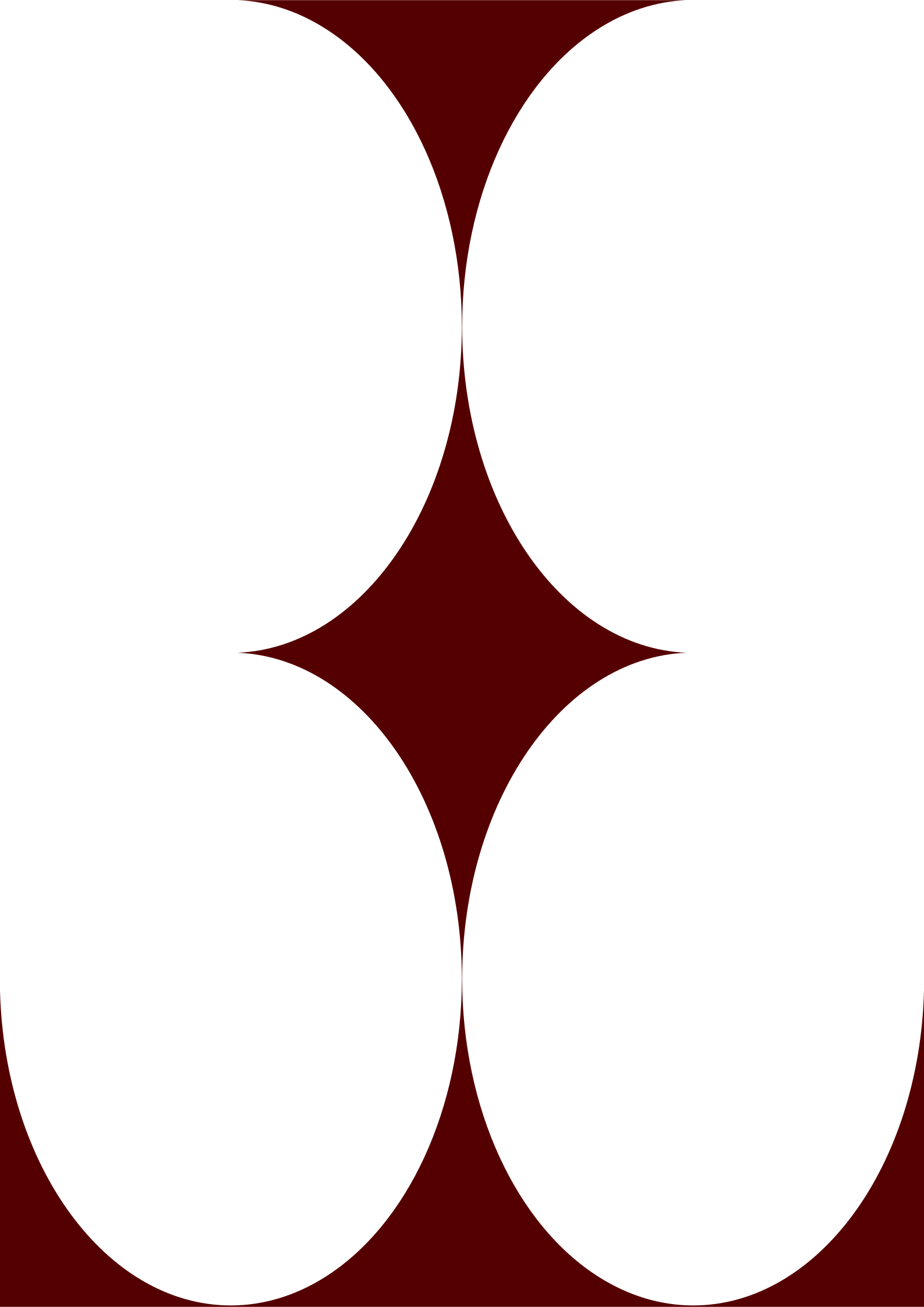 Un fond rouge foncé avec quatre formes circulaires blanches formant un losange central