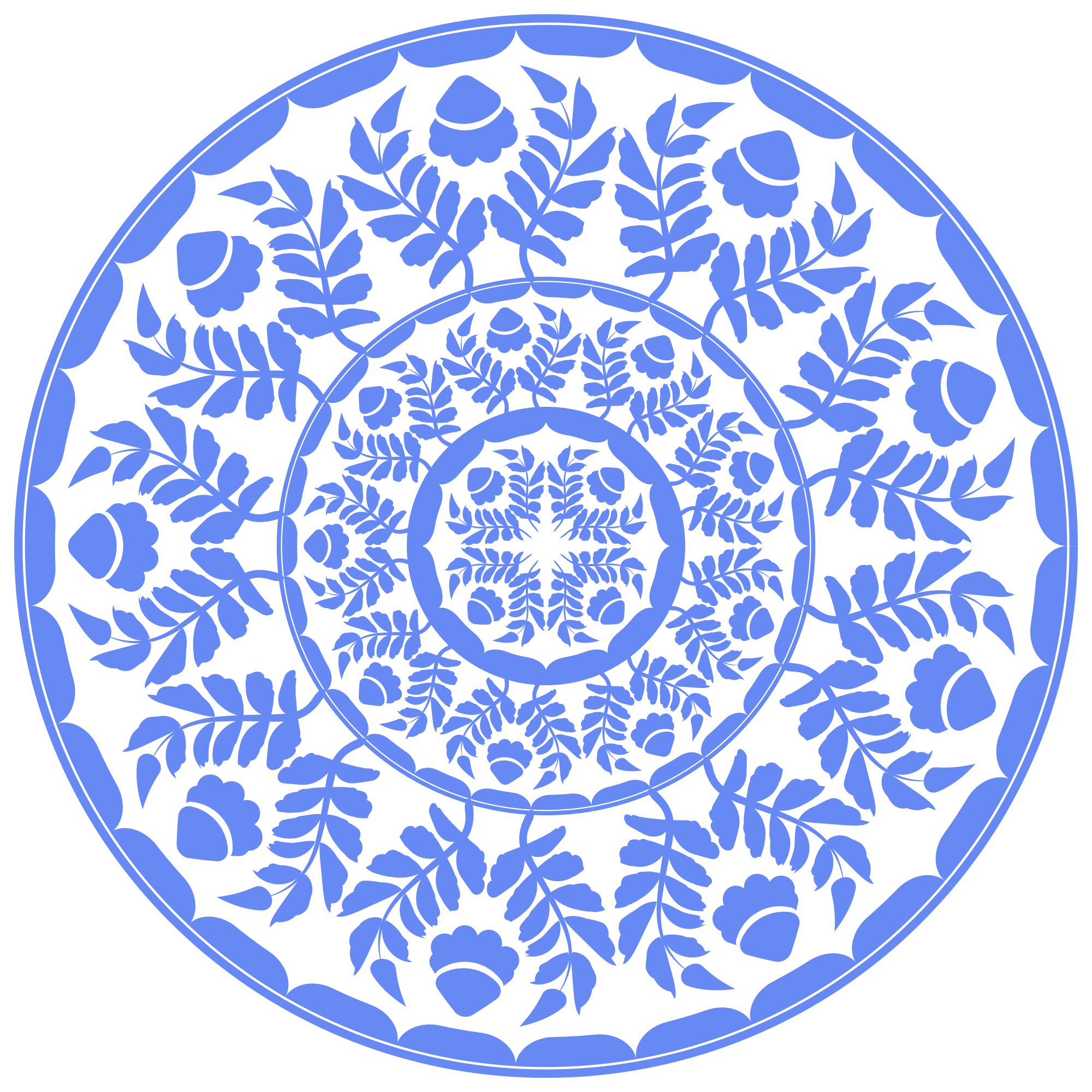 Motif de mandala floral bleu et blanc