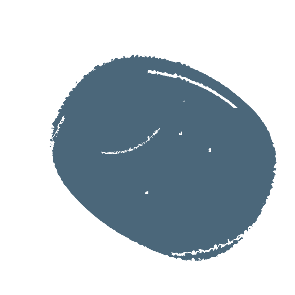 A dark blue-gray oval blob with white specks on white.