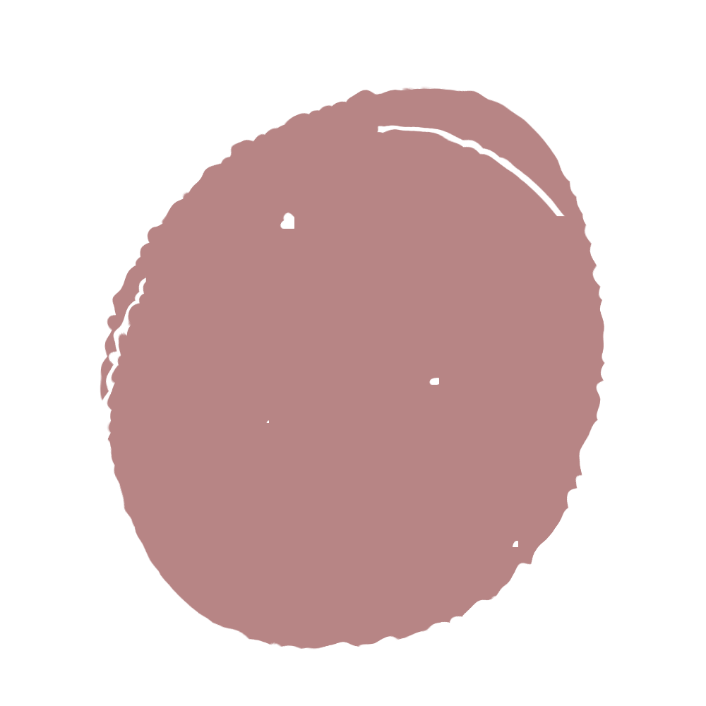 A muted reddish-brown egg-shaped smudge on white.
