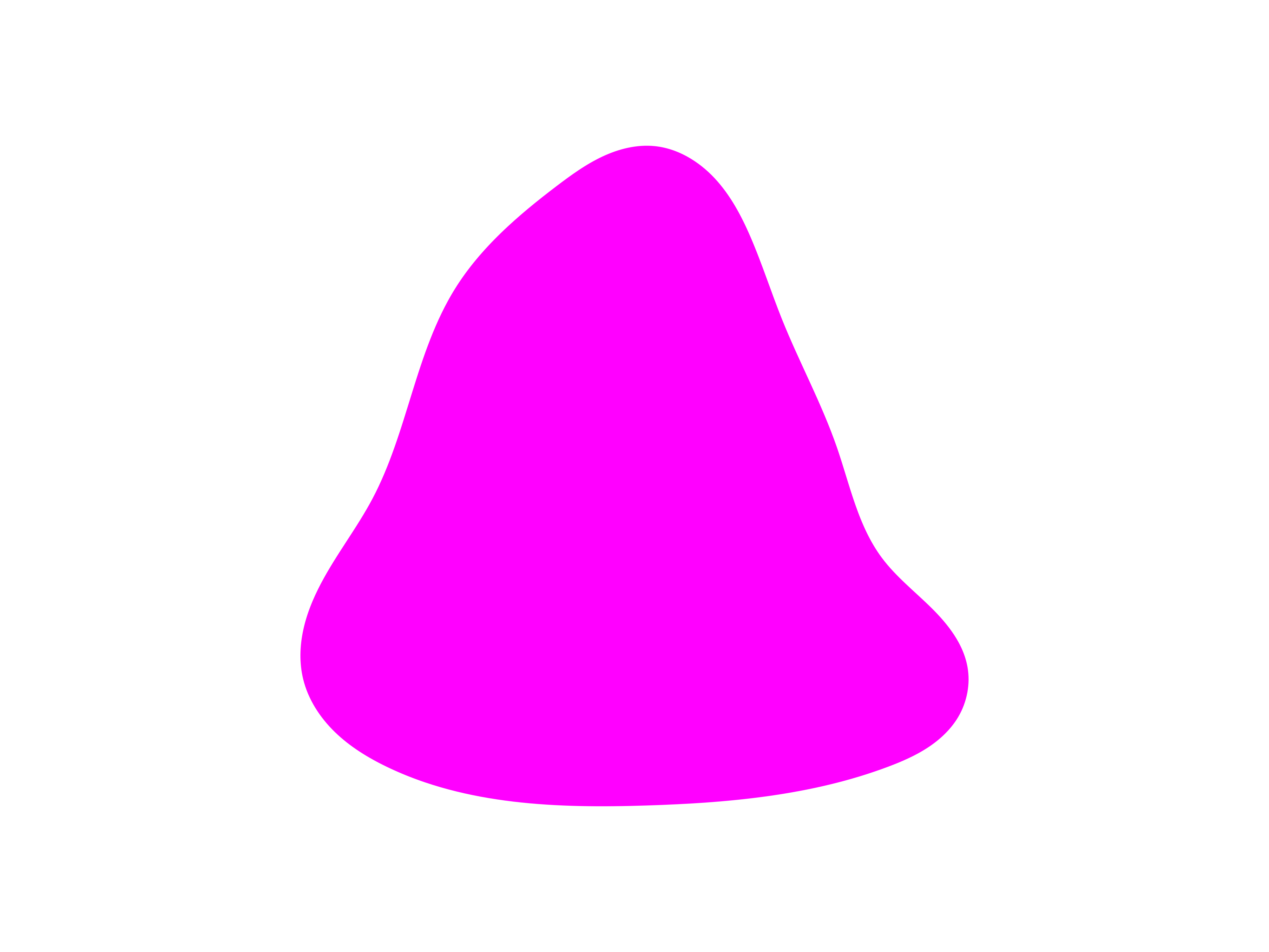 A vibrant pink blob shape on a white background