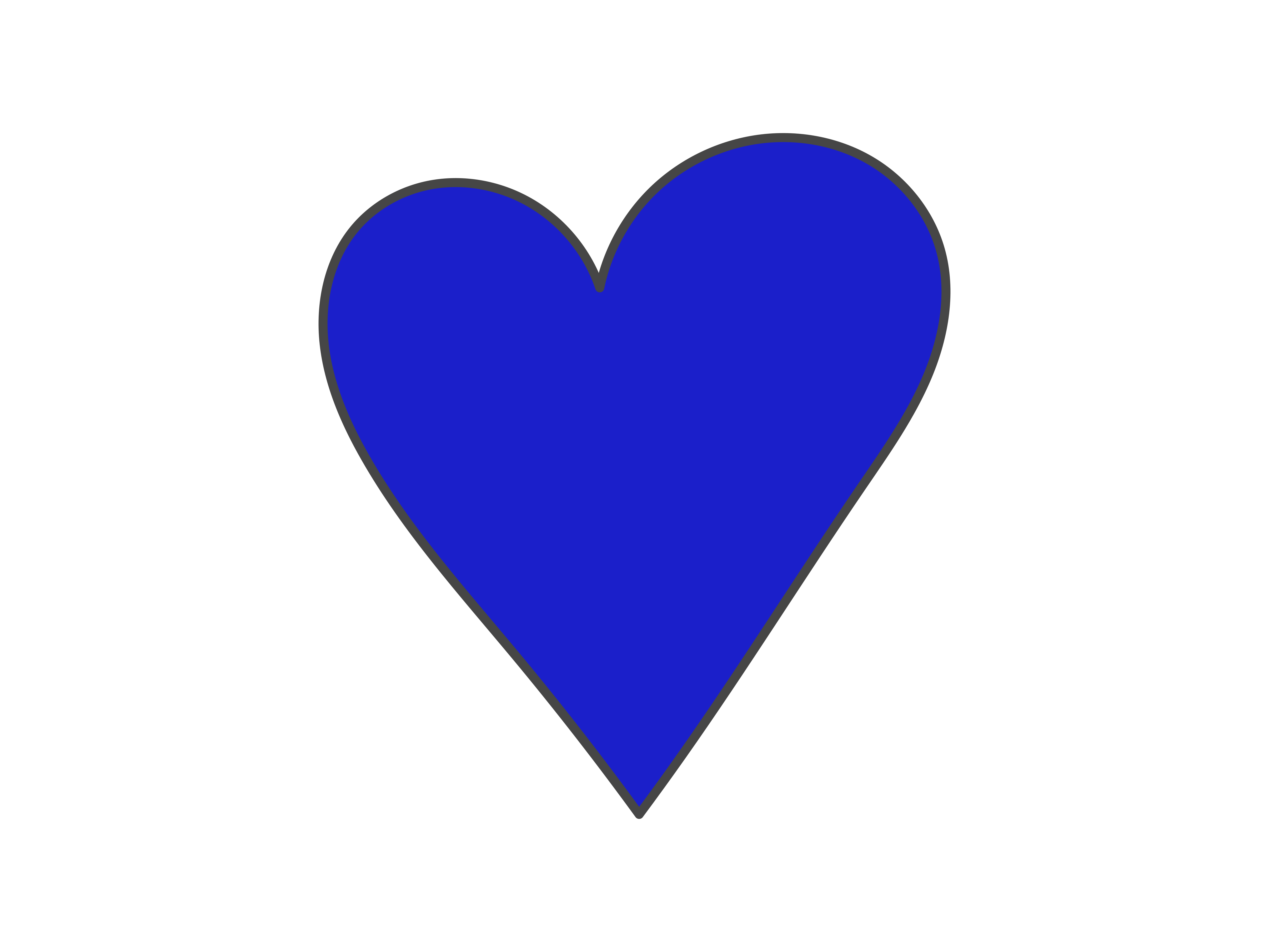 Un cœur bleu sur fond blanc
