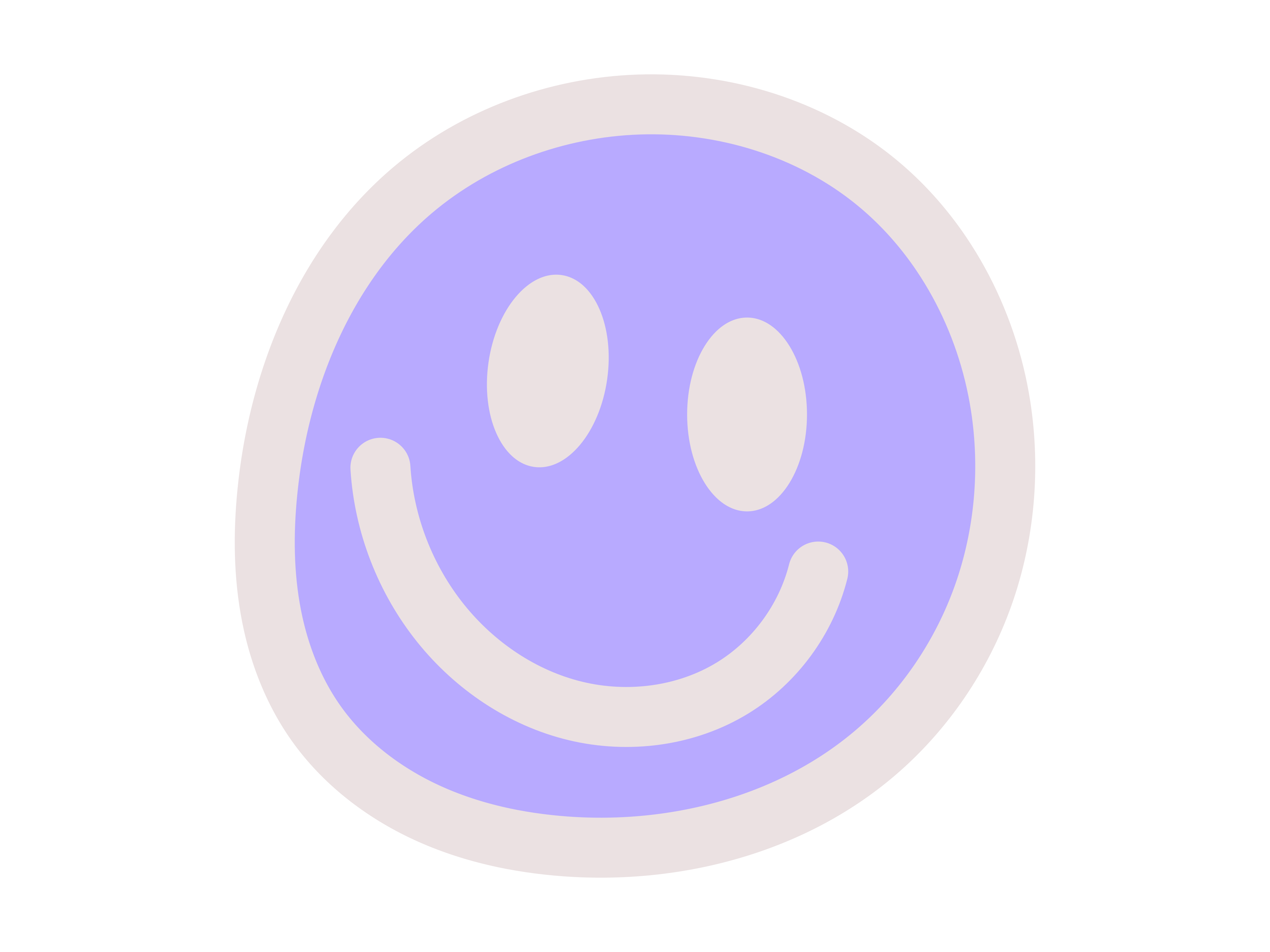 Faccina sorridente viola con contorno bianco
