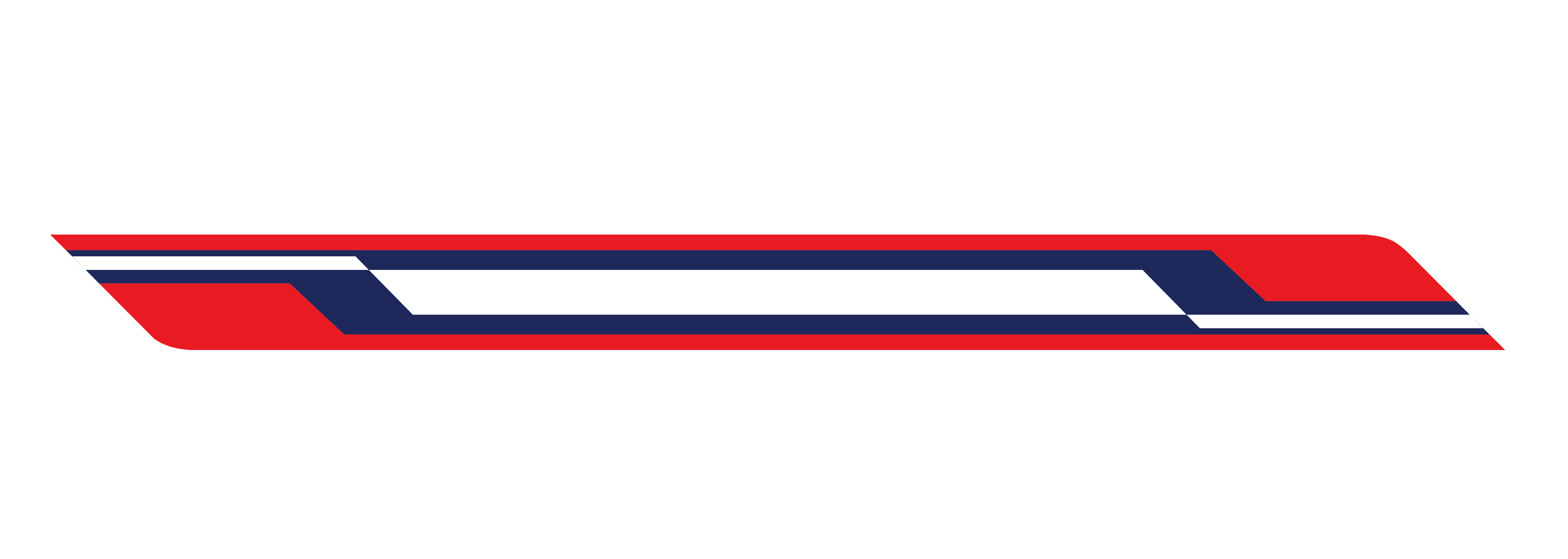 Rot-weiß-blau gestreiftes Banner auf weißem Hintergrund.