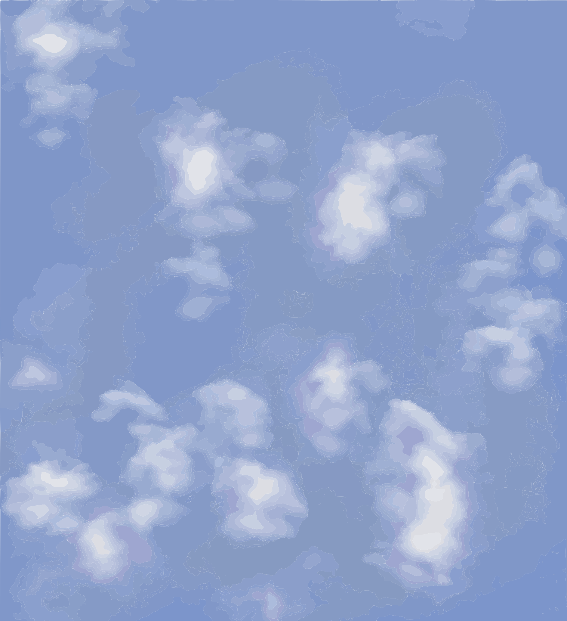 Un cielo azzurro con nuvole bianche sparse.