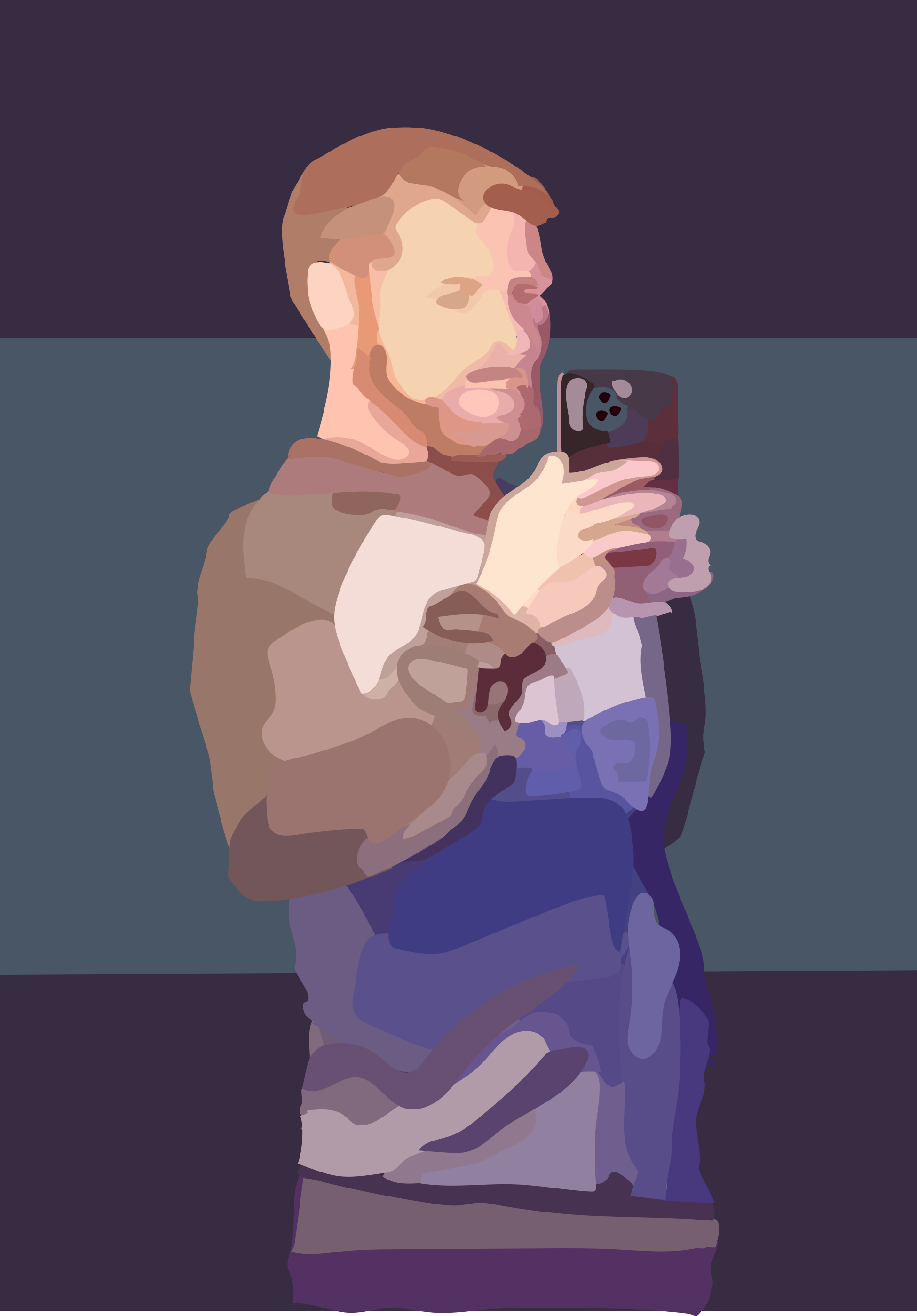 Un homme illustré prenant un selfie avec un smartphone.