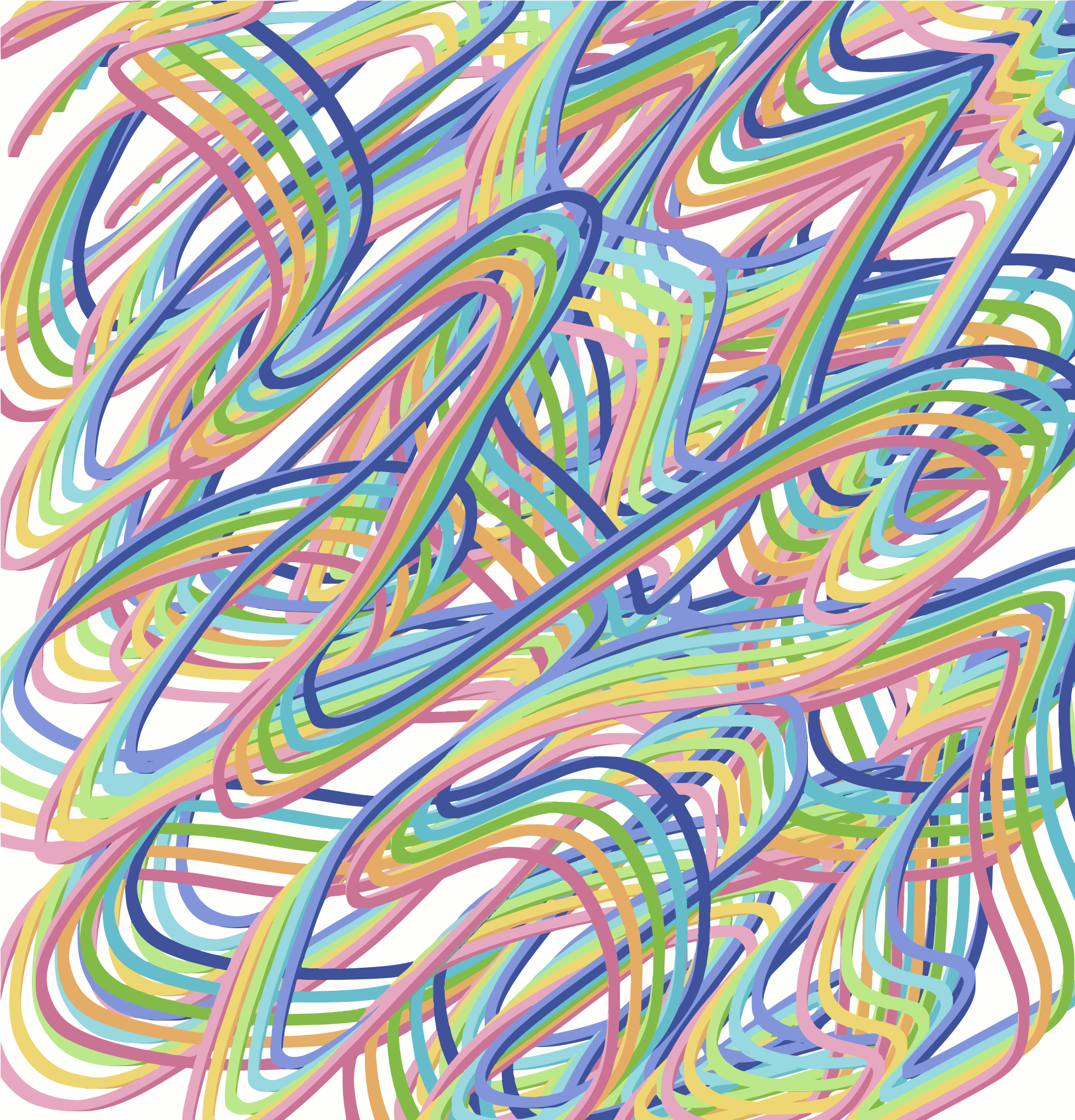 Abstract wavy lines in rainbow colors on white background.
