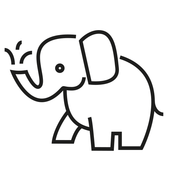 Um simples desenho de um elefante borrifando água