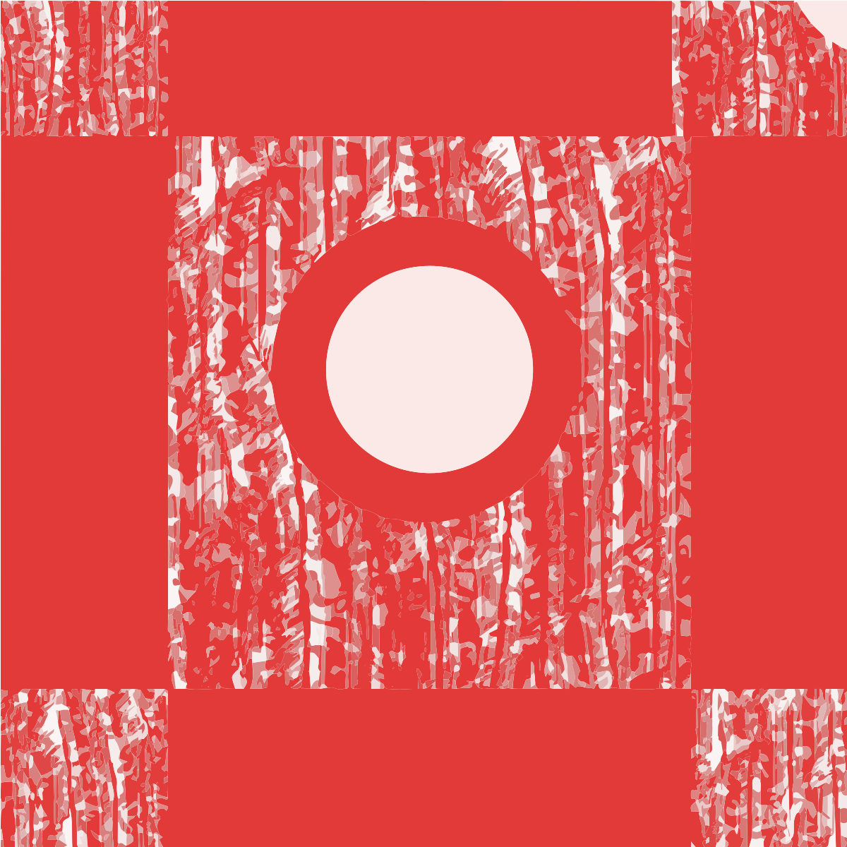 Abstract red and white pattern with a central white circle