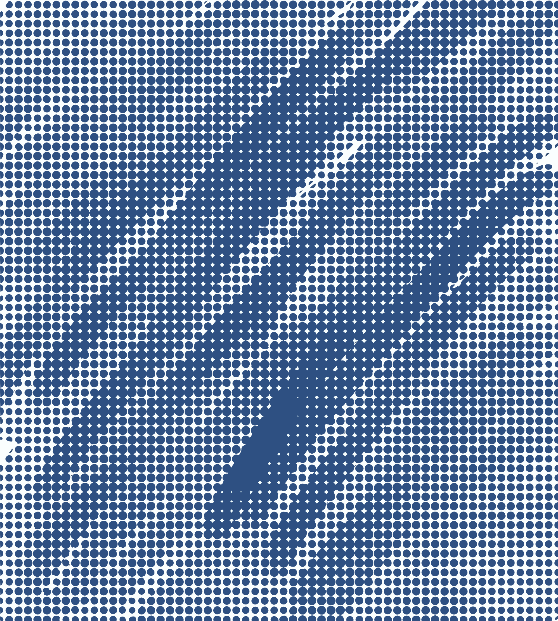 Pola halftone biru dan putih dengan garis diagonal