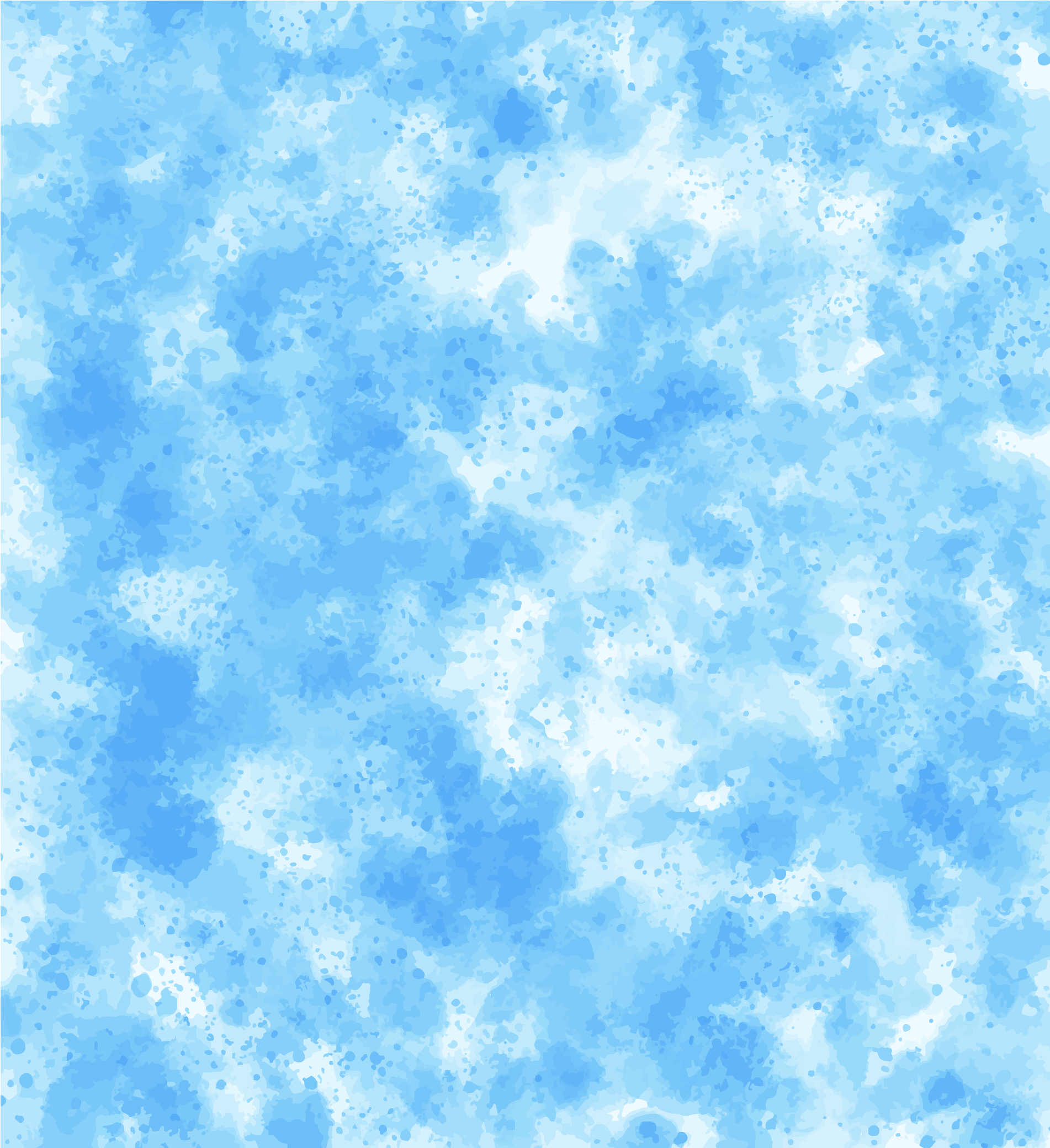Motivo astratto di schizzi azzurro acquerello chiaro su bianco.