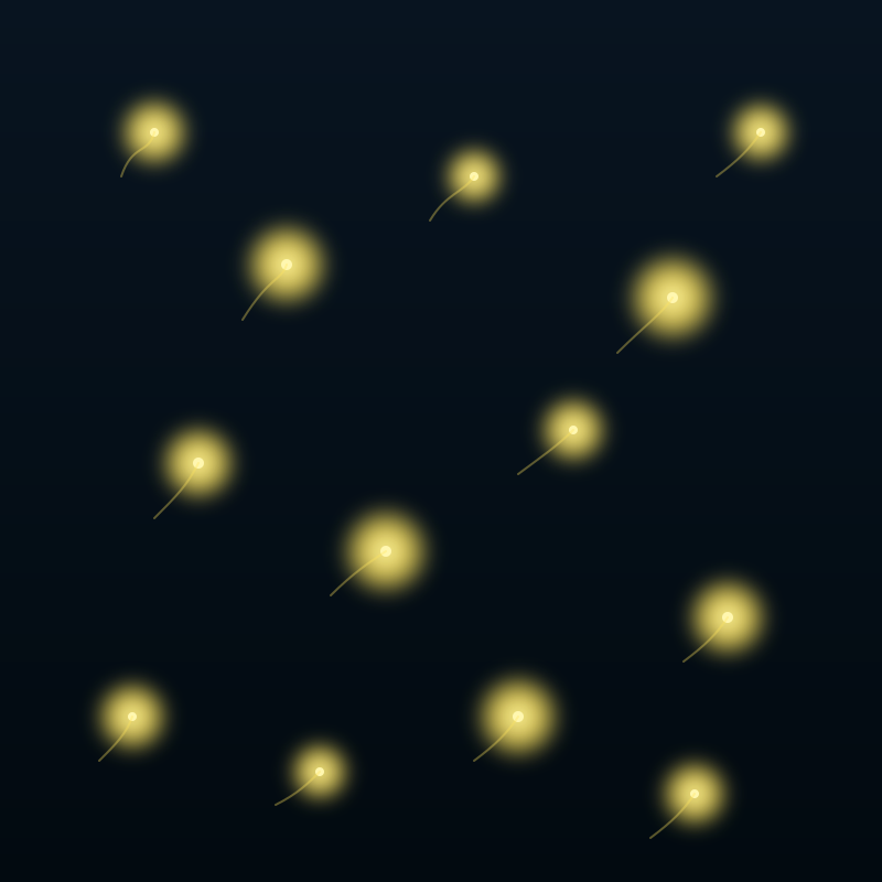 Molteplici scintille gialle luminose su uno sfondo scuro.
