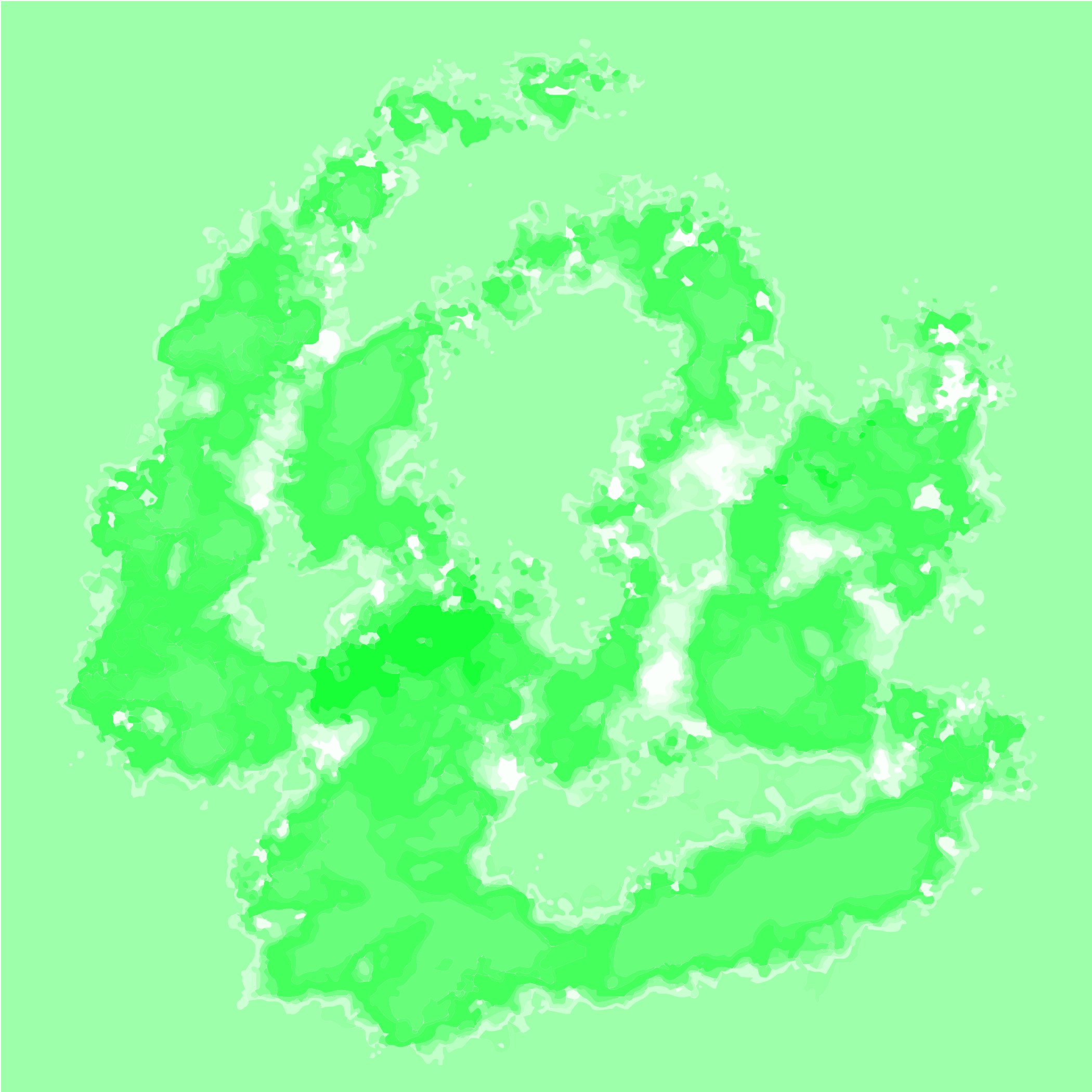 A bright green abstract shape on a light green background