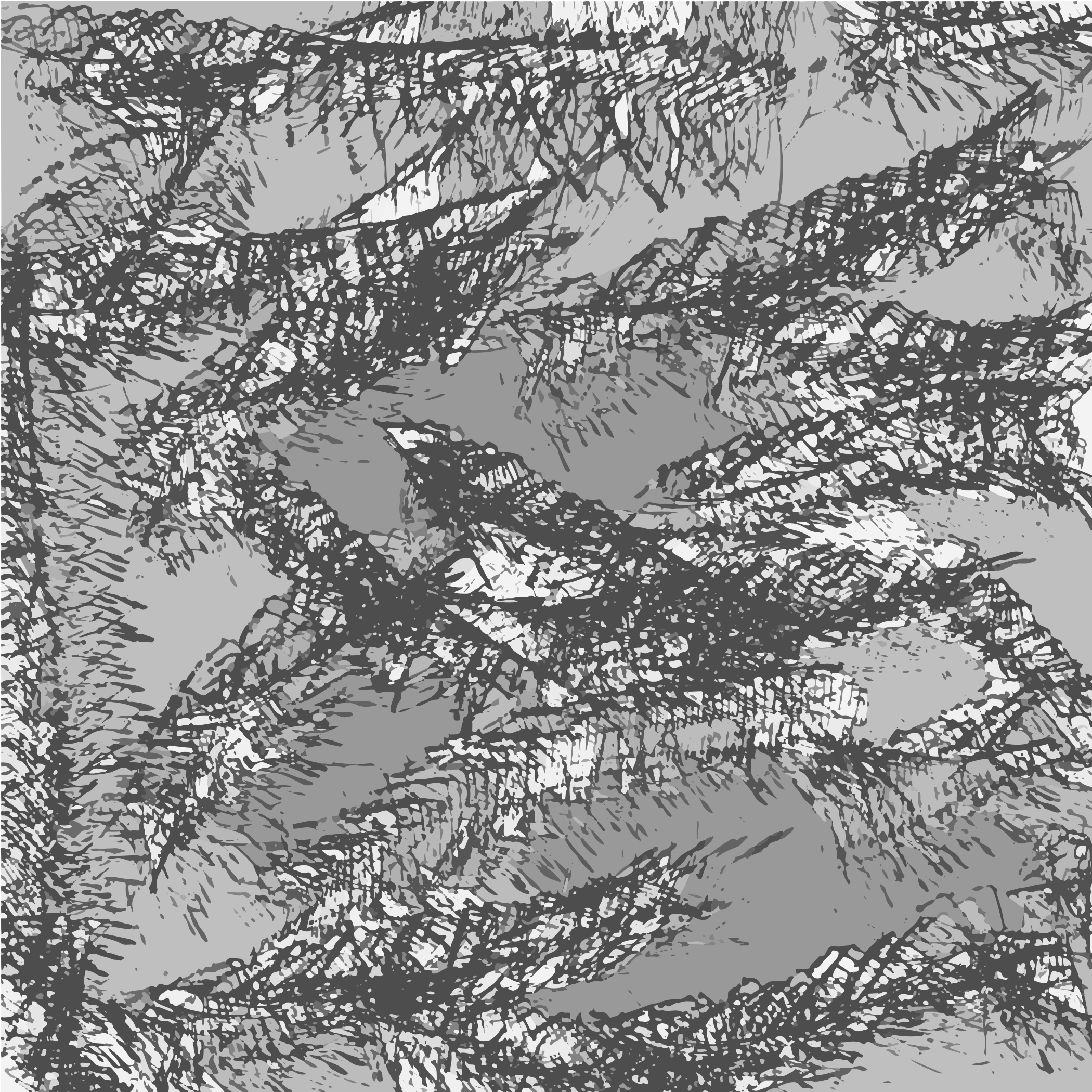 Abstract pattern of dark, scratchy lines on a gray background.