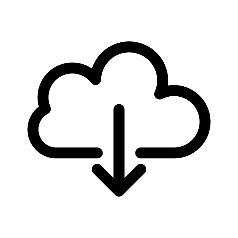 Cloud-Download-Linien-Symbol auf weißem Hintergrund