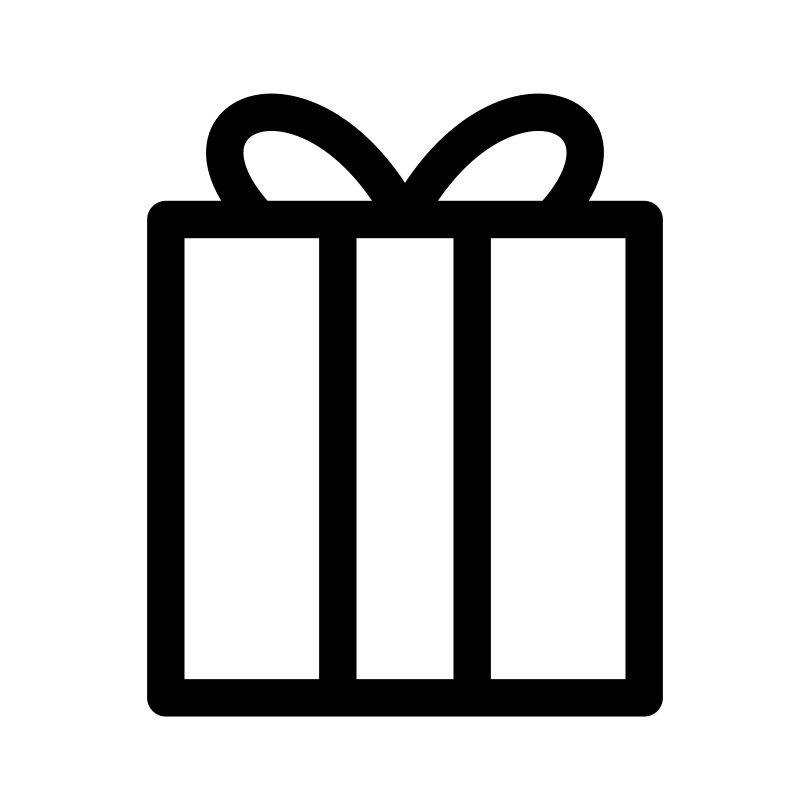 Icona della linea della scatola regalo con un fiocco