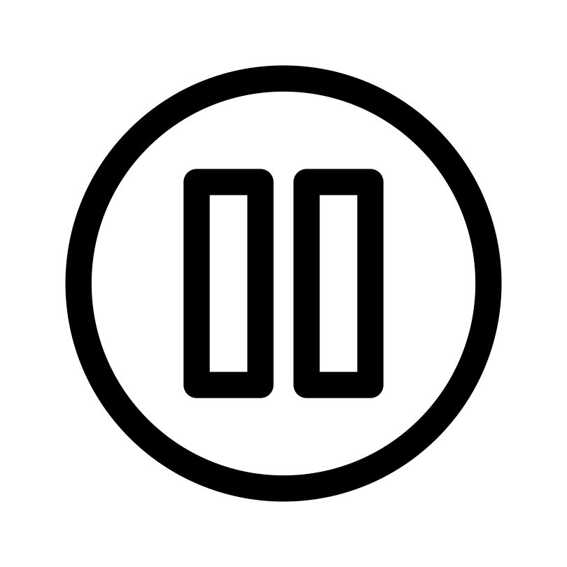 Icono negro de pausa en círculo