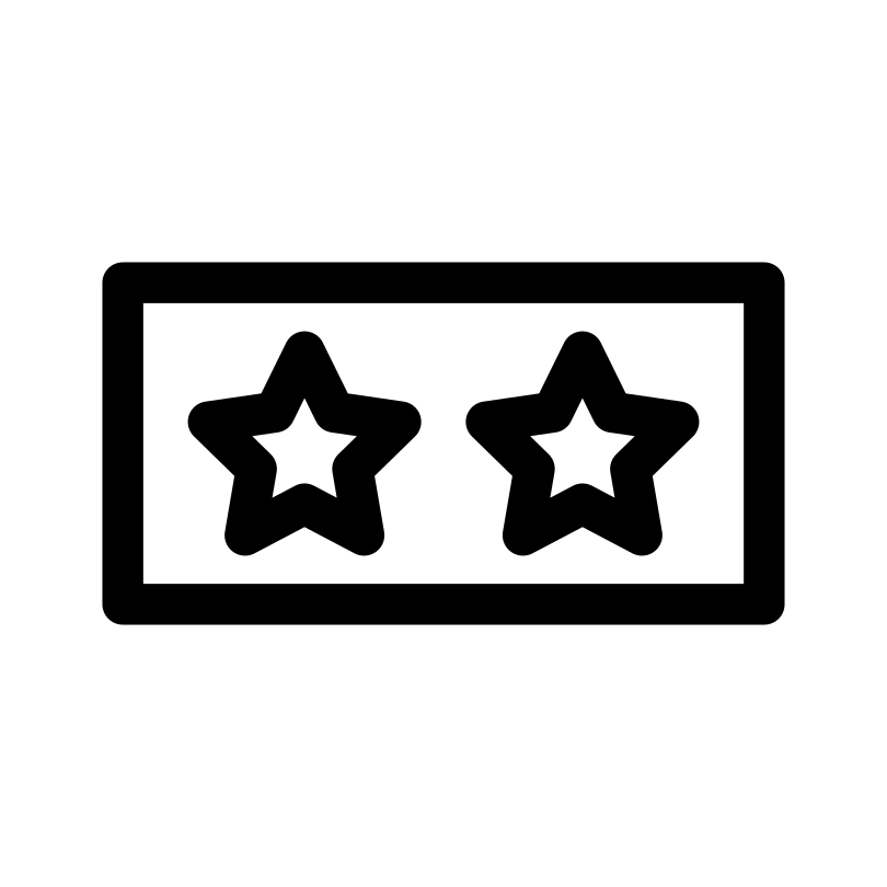 Ícone da linha de classificação com duas estrelas