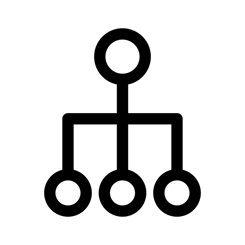 Icône de ligne de sitemap représentant une structure hiérarchique